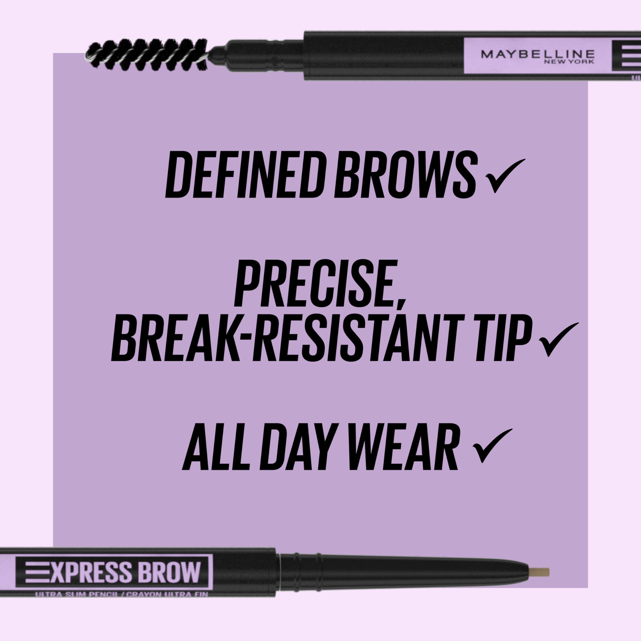 Maybelline Express Brow Ultra Slim Eyebrow Makeup, Brow Pencil with Precision Tip and Spoolie for Defined Eyebrows, Soft Brown, 1 Count - Image 2