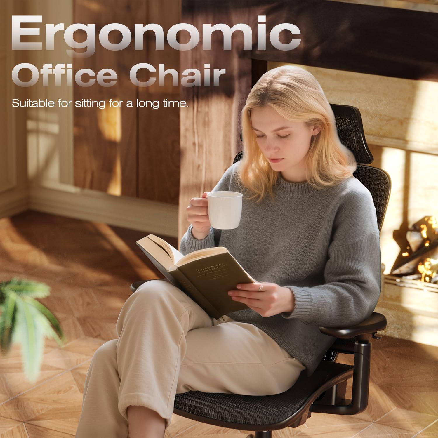 ELABEST T11 Ergonomic Office Chair,High Back Desk Chairs with Separate Lumbar Support,Magic Armrests,Adjustable Wide Headrest,Comfy Executive Computer Chair,Big and Tall Mesh Chair for Home Office - Image 4