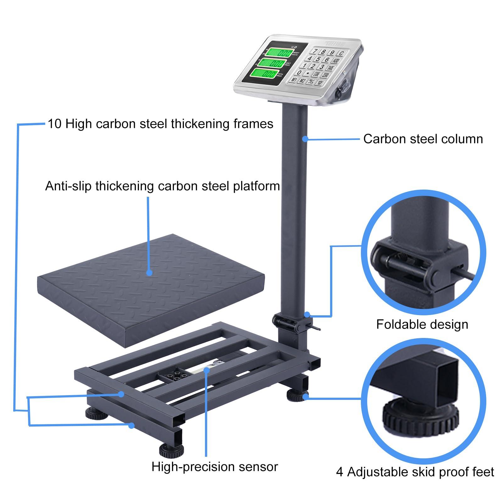 TUFFIOM 220lb Weight Electronic Platform Scale,Digital Floor Heavy Duty Folding Scales,Stainless Steel High-Definition LCD Display, Perfect for Postal Luggage Shipping Mailing Package Price Computing - Image 7