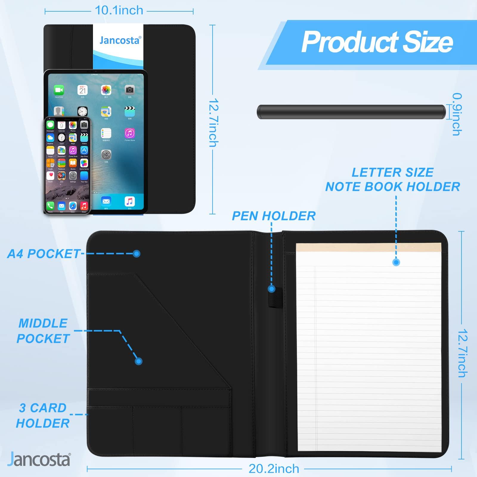 Jancosta 1 Pack Business Padfolio Portfolio with Letter Size Writing Notepads (New Black 1 Pack) - Image 3