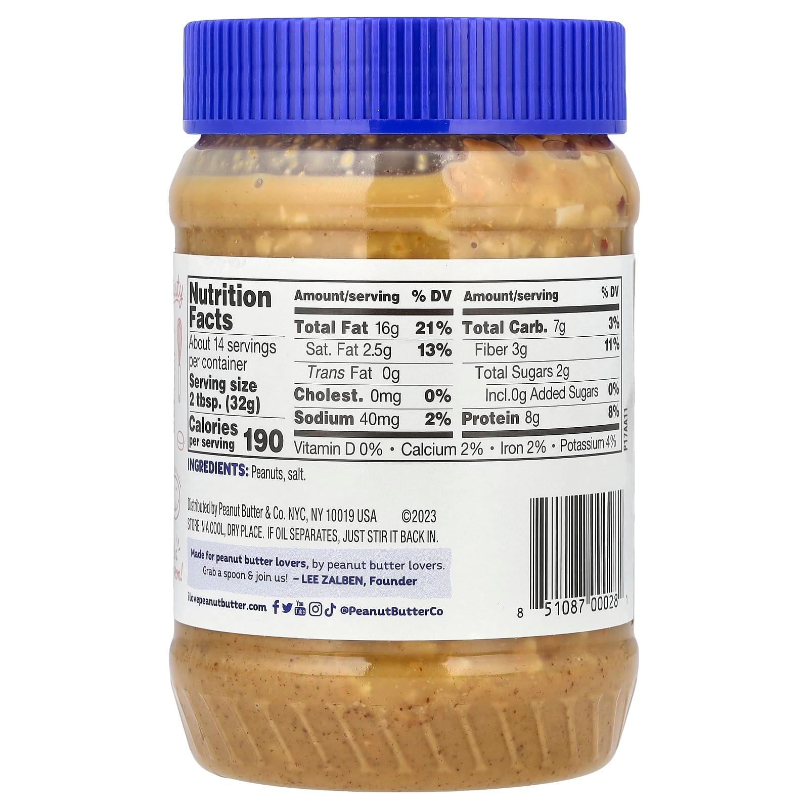 Peanut Butter & Co. Old Fashioned Crunchy Peanut Butter, Non-GMO, Gluten Free, Vegan, No Sugar Added, 16 Ounce (Pack of 1) - Image 2