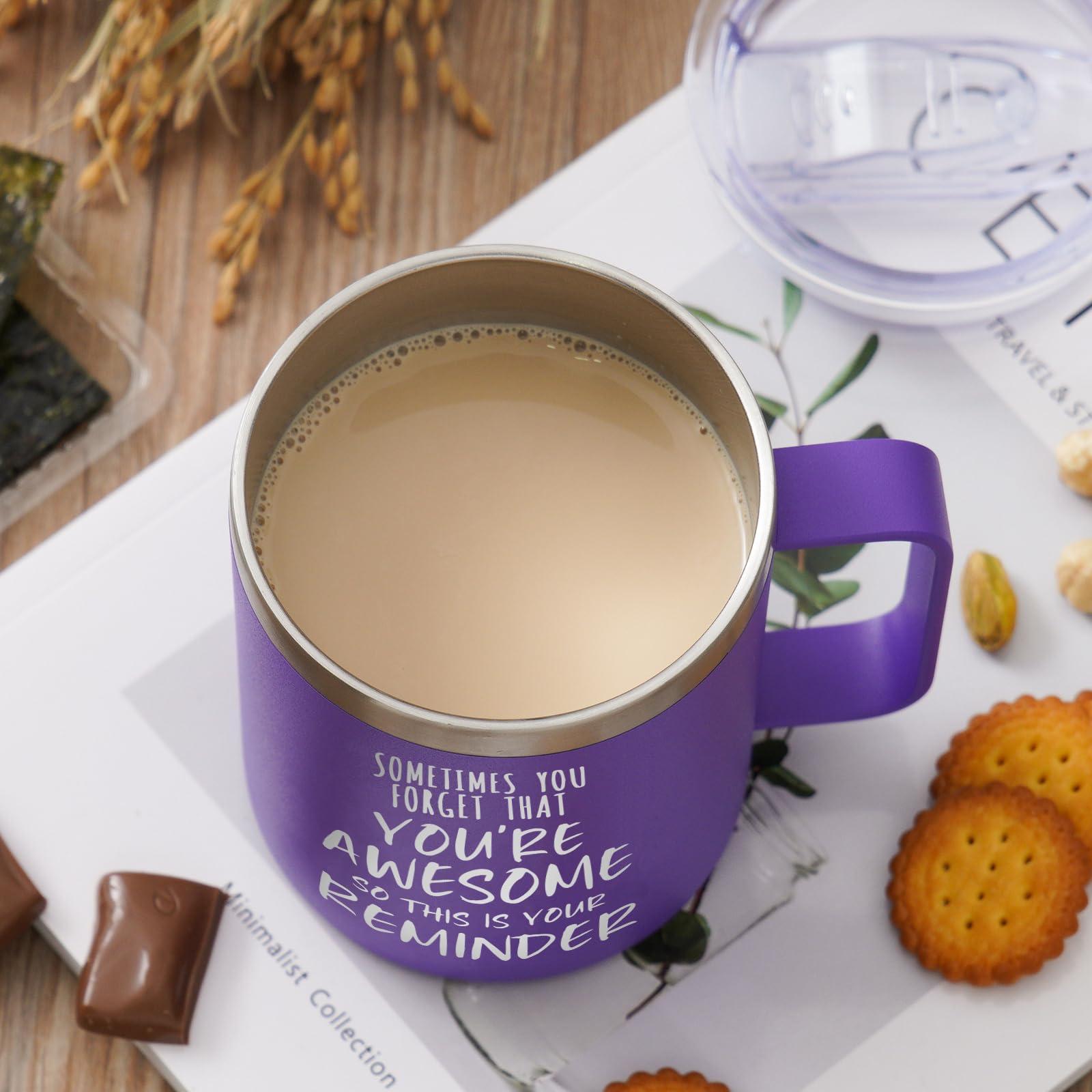 NOWWISH Inspirational Gifts for Women Wife, Sometimes You Forget You're Awesome Coffee Mug, Birthday Mothers Day for Mom Daughter Wife, 14Oz Purple - Image 6