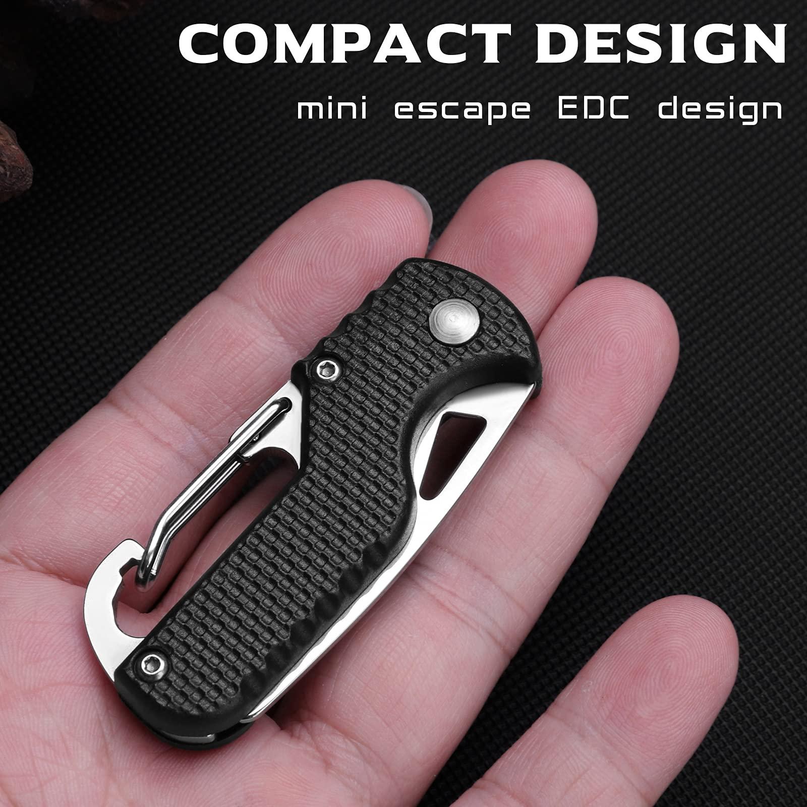 ITOKEY 2 Pack Safety Box Cutter, EDC Seat belt Cutter with 1.1inch Hook Blade, Retractable Package Opener for Wrap, Tape and Strap, Small Keychain Knife, Cool Gadgets for Women Men - Image 2
