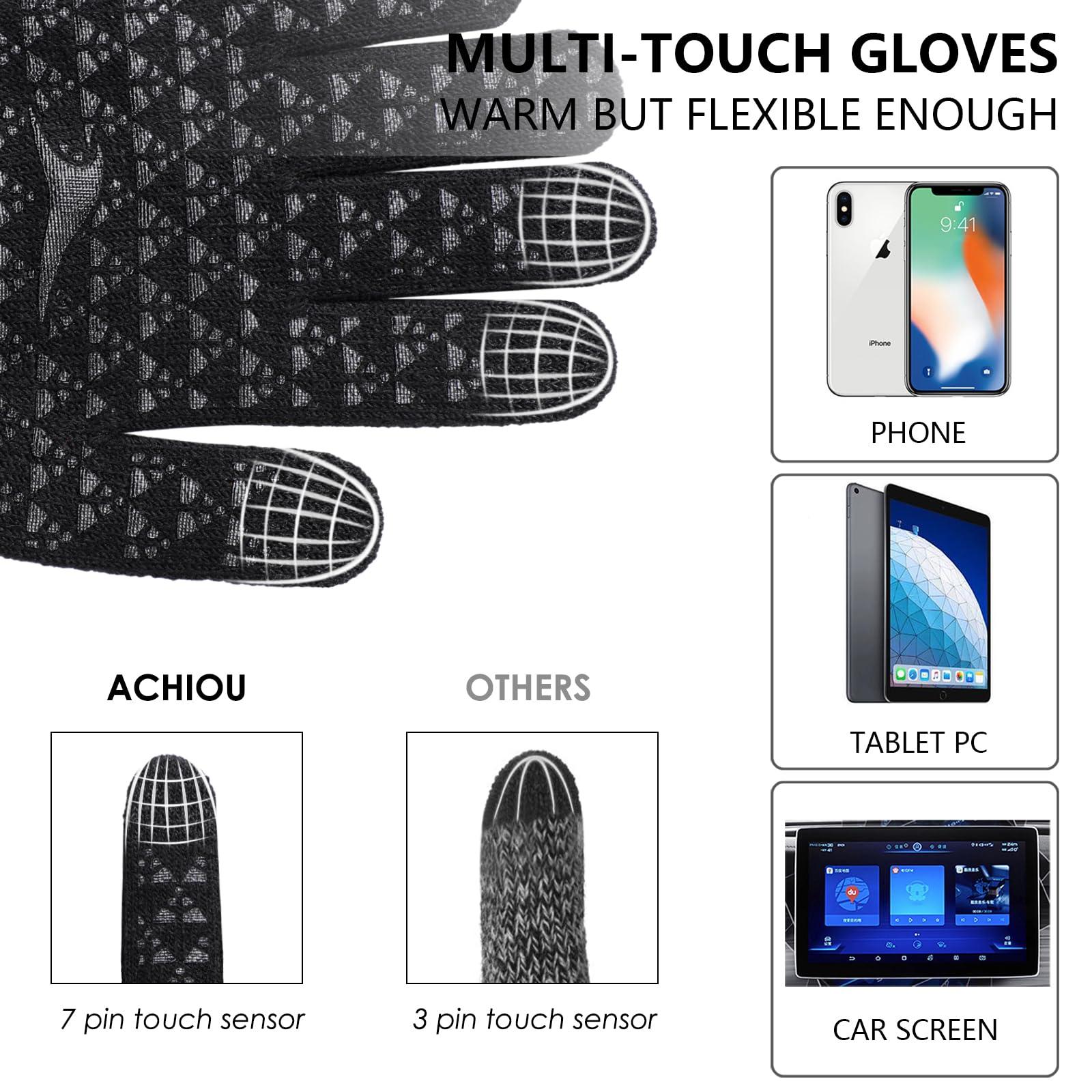Achiou Winter Gloves, Glove for Men Women, Upgraded Touch Screen Texting Warm Running with Thermal Soft Knit Lining - Image 3