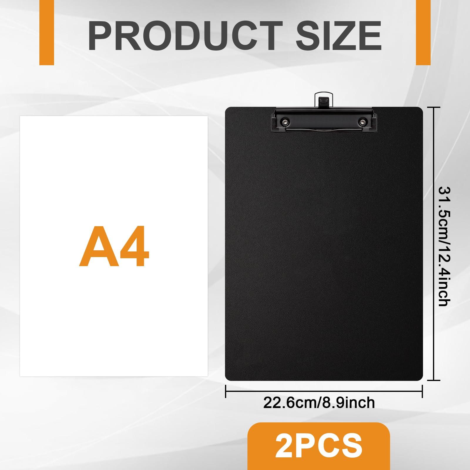 Wexpw 2-Pack Black A4 Letter Size Clipboards with Pen Holder - Plastic Clipboards for Classrooms & Offices - Image 2