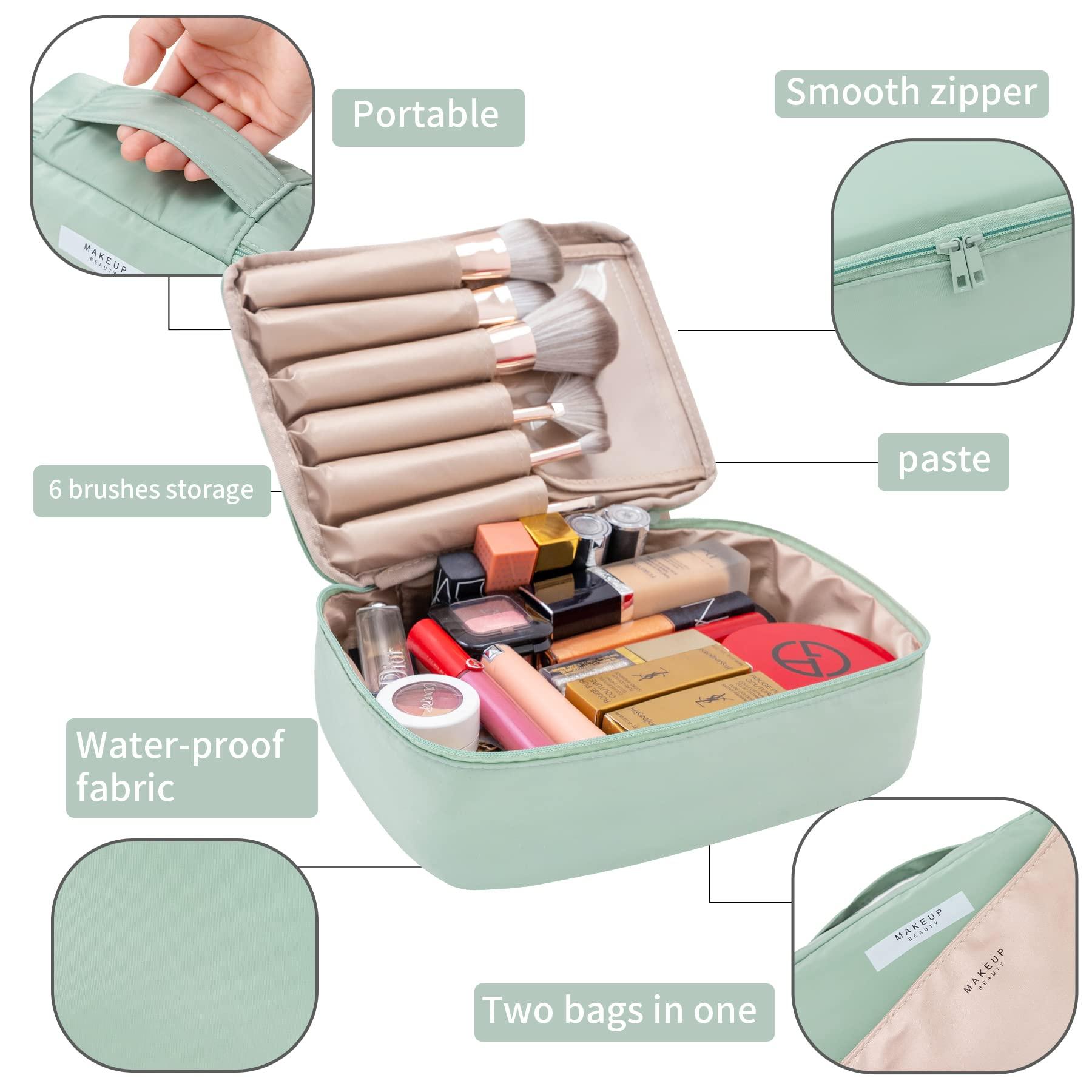 Queboom Travel Makeup Bag Cosmetic Bag Makeup Bag Toiletry bag for women and men (Green) - Image 4