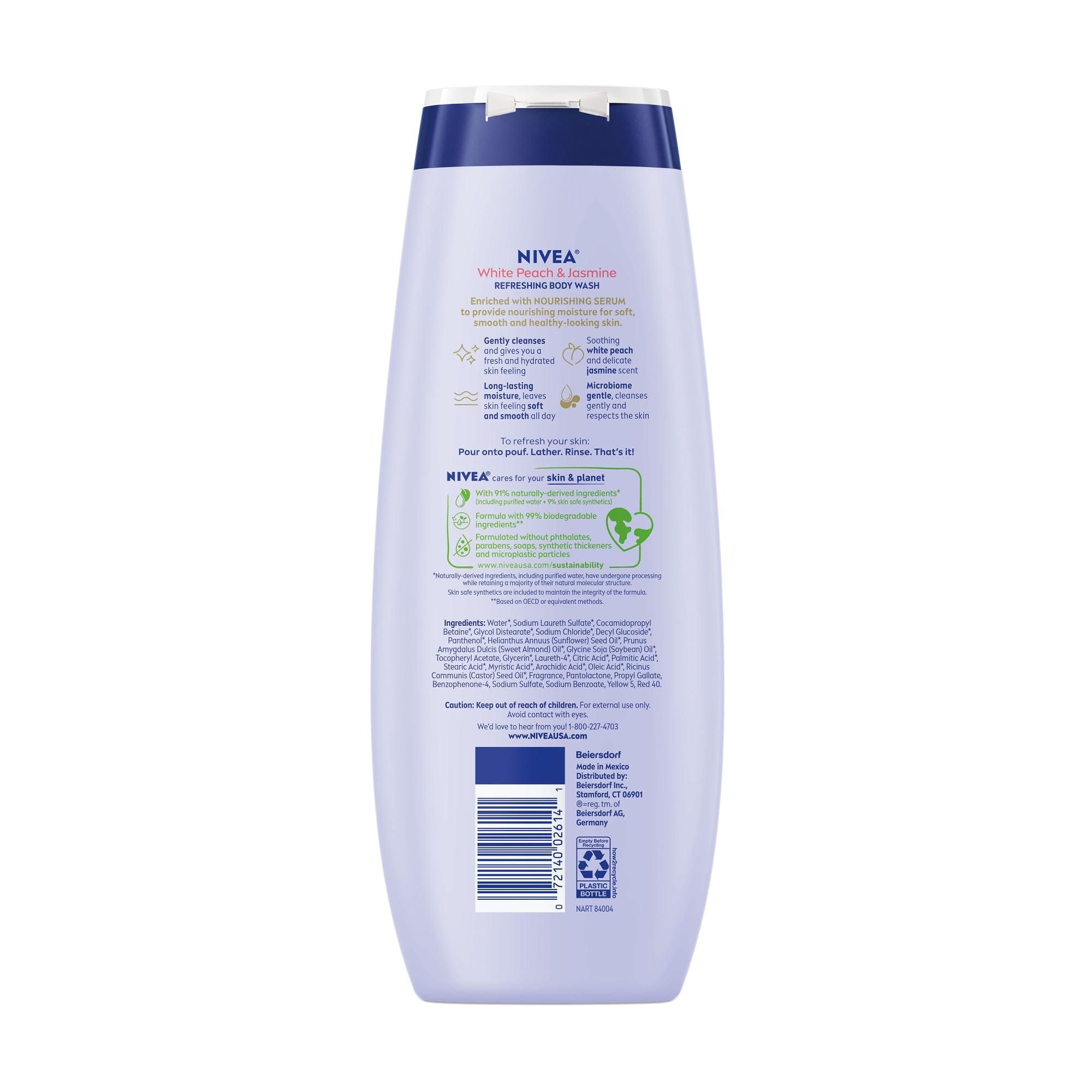 NIVEA Refreshing White Peach and Jasmine Body Wash with Nourishing Serum, Scented Body Wash for Women, Enriched with Provitamin B5 and Vitamin E, 20 Fl Oz Bottle - Image 13