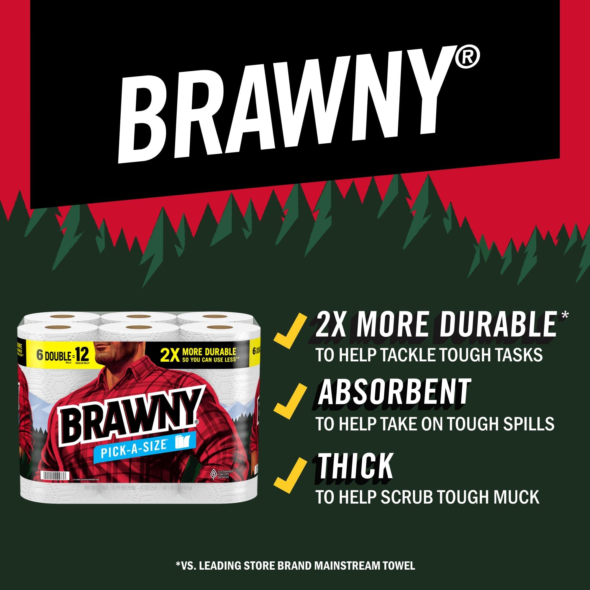 Brawny Pick-A-Size Paper Towels, 6 Double Rolls = 12 Regular Rolls, 2 Sheet Sizes (Half or Full), Strong Paper Towel For Everyday Use - Image 2