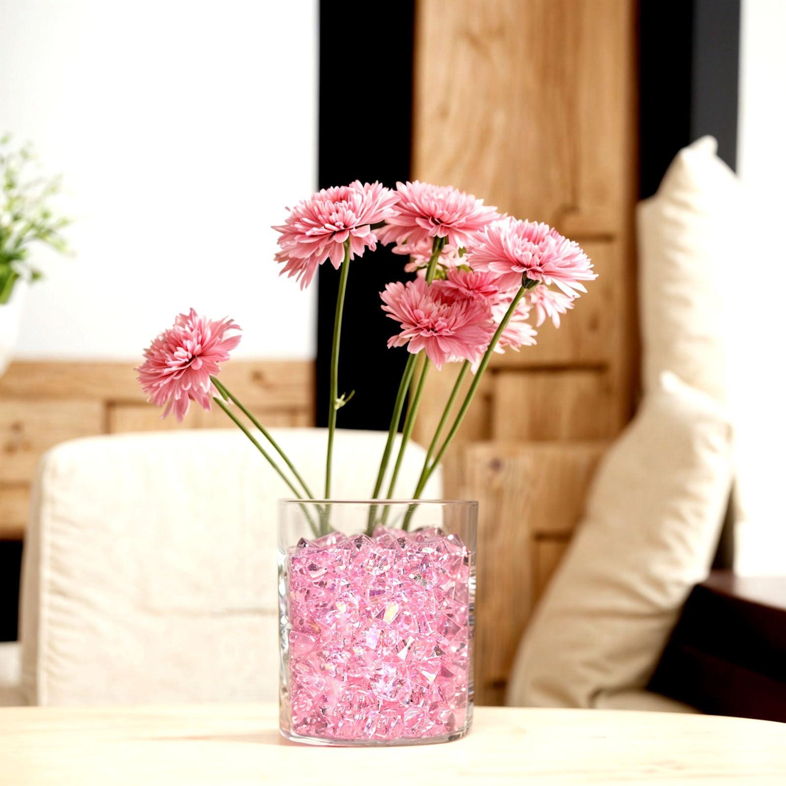 DomeStar Dazzling Pink Ice Rocks, 180PCS Holographic Acrylic Crushed Ice Sparkling Fake Diamonds Holographic Plastic Gems for Vases Fillers Table Scatter Decoration - Image 2