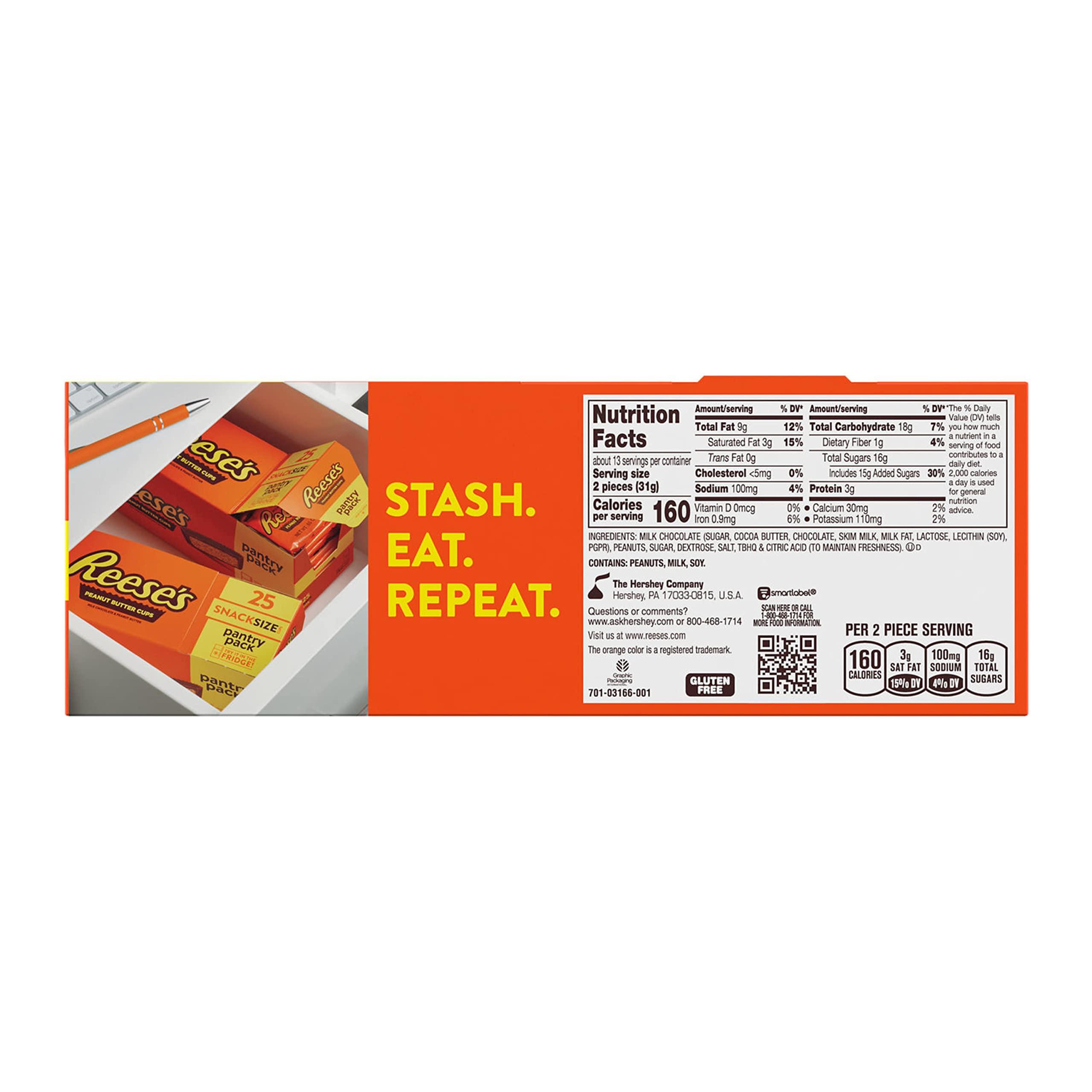 REESE'S Milk Chocolate Snack Size Peanut Butter Cups, Candy Pantry Pack, 13.75 oz (25 Pieces) - Image 3