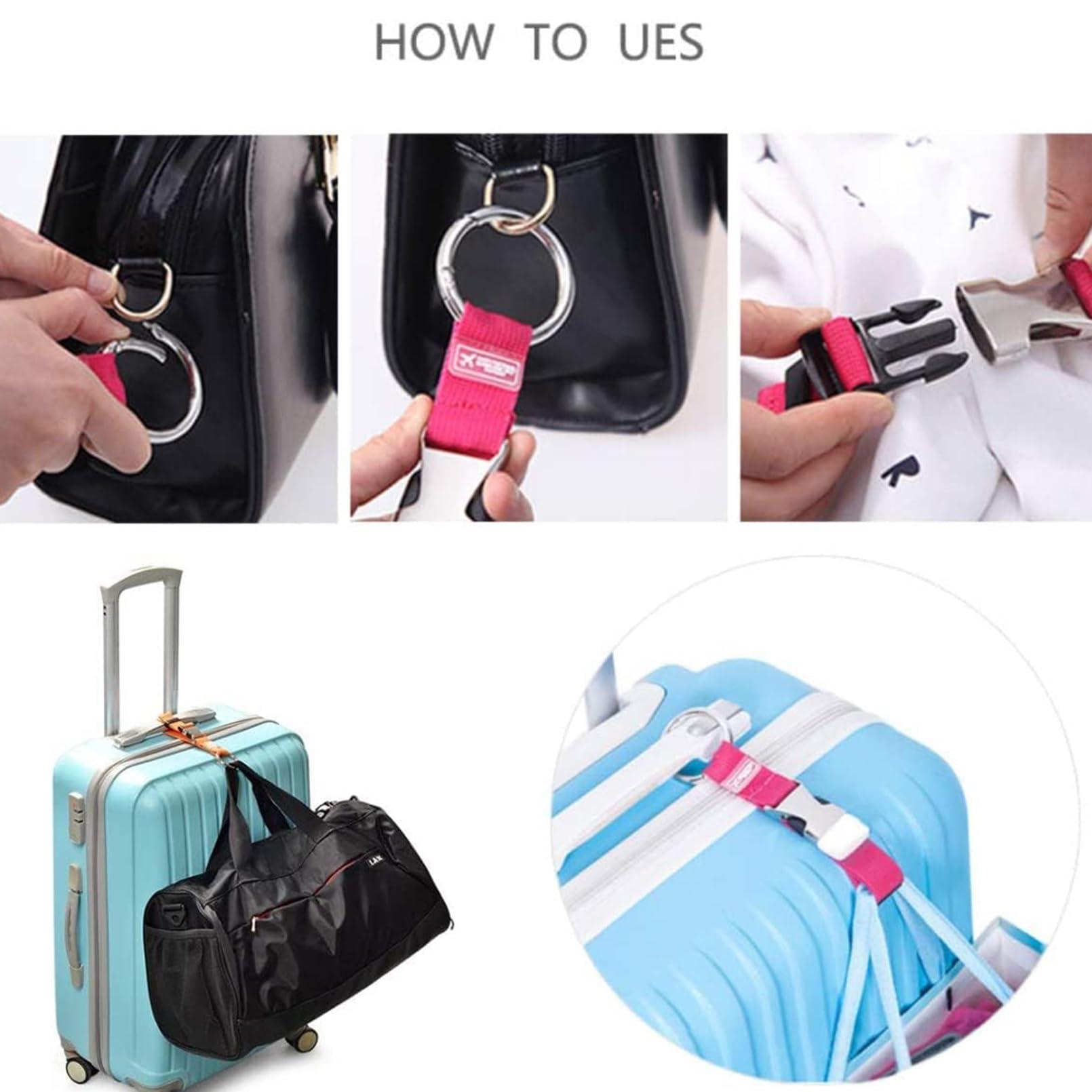 JAKAGO Heavy Duty Add a Bag Luggage Strap Adjustable Coat Holder Gripper Carry-on Baggage Suitcase Belt with Ring Hook Travel Attachment Handbag Clip(Gray) - Image 5
