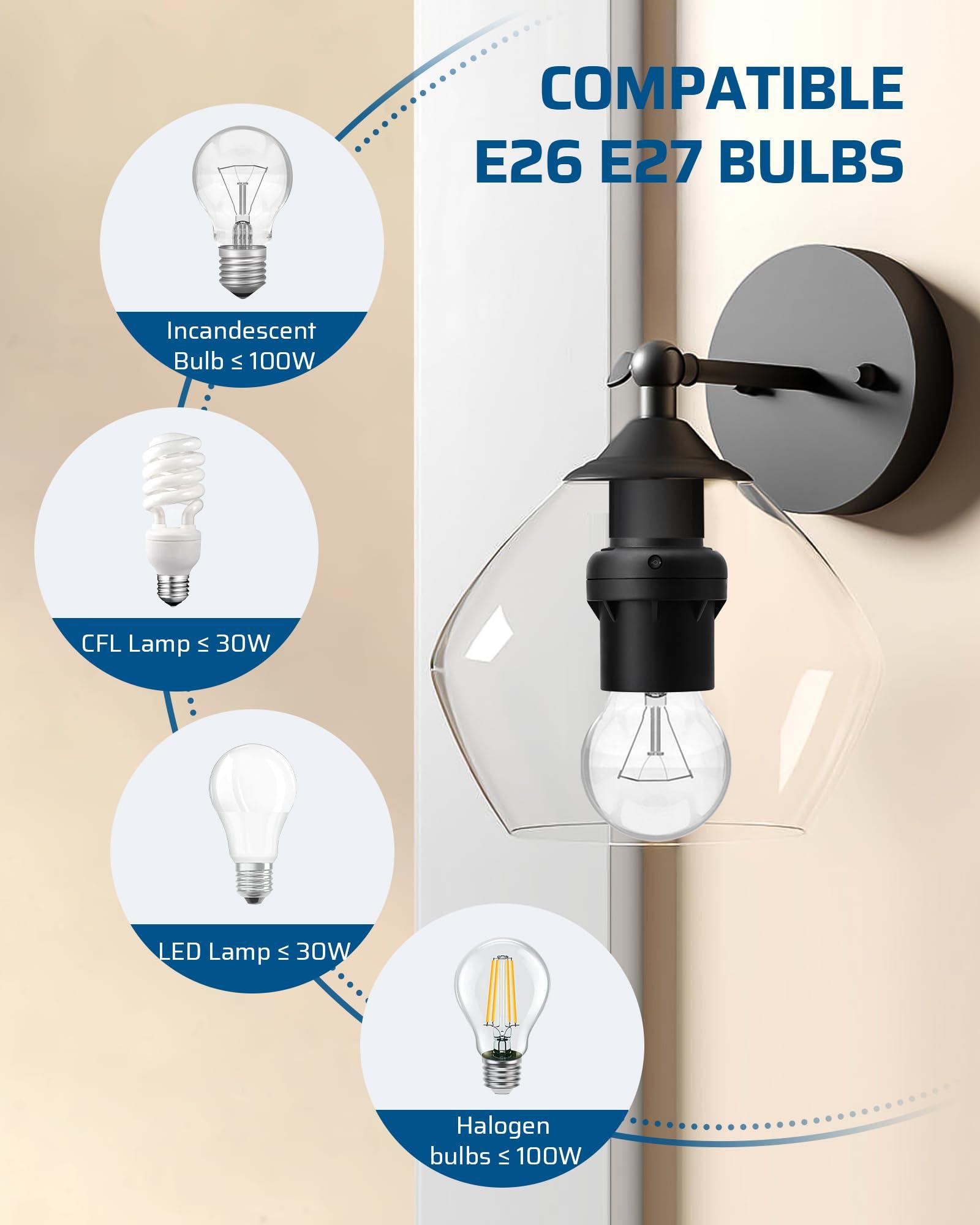 DEWENWILS Light Sensor Socket, Dusk to Dawn Sensor Socket, Light Bulb Socket for Light Fixtures, Compatible with Incandescent/CFL/LED/Halogen Bulbs, 4 Pack - Image 6
