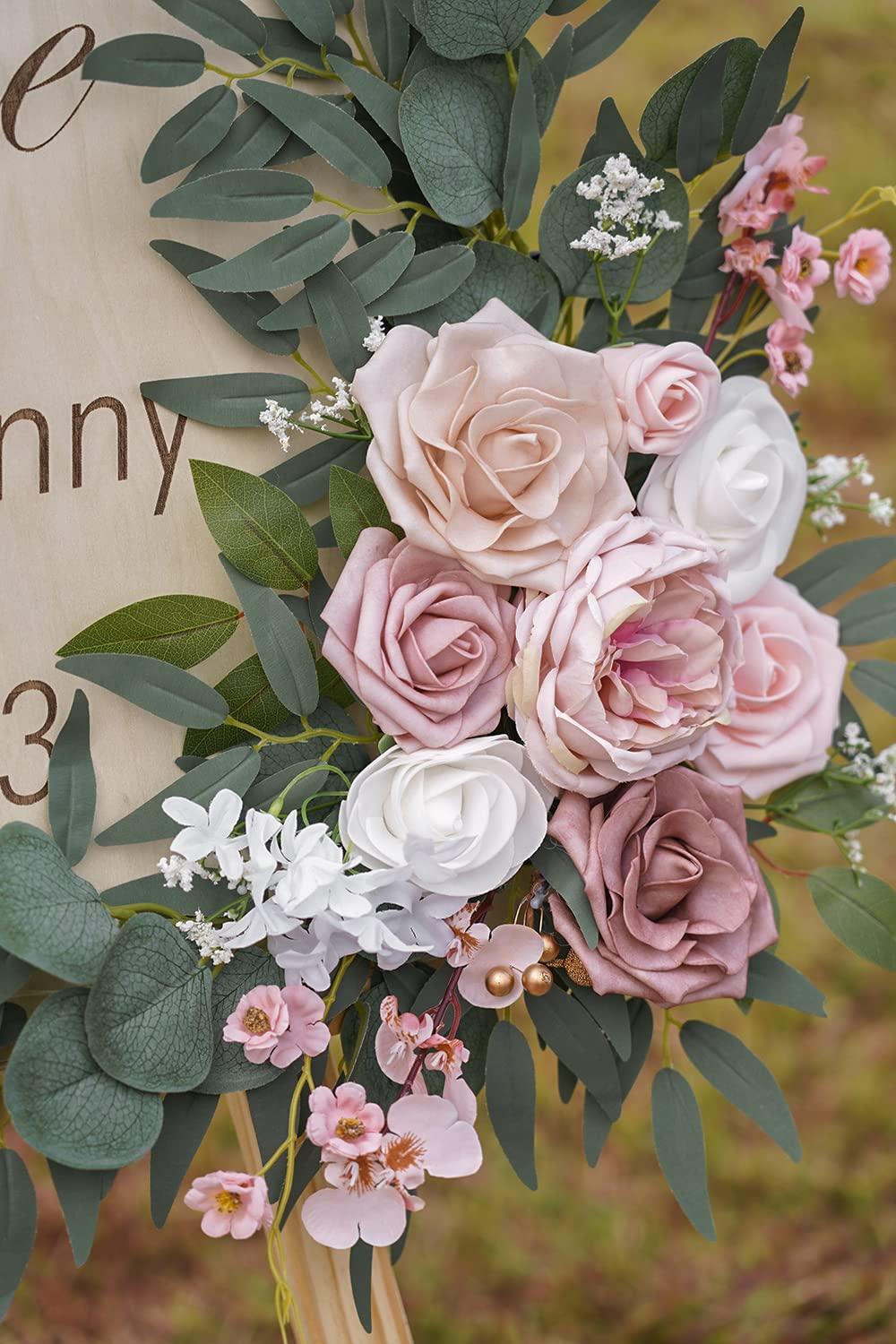 ponatia Wedding Arch Flowers (Pack of 2), Artificial Dusty Rose Flowers for Wedding Welcome Signs Decorations and Arch Flower for Wedding Ceremony Reception (Dusty Rose & Blush) - Image 6