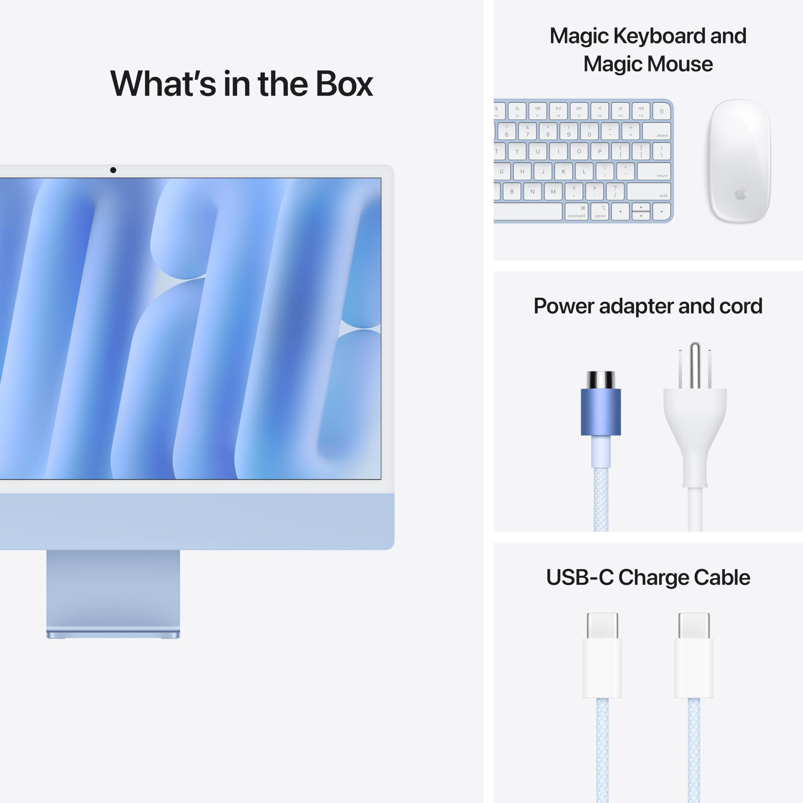 Apple 2024 iMac All-in-One Desktop Computer with M4 chip with 8-core CPU and 8-core GPU: Built for Apple Intelligence, 24-inch Retina Display, 16GB Unified Memory, 256GB SSD Storage; Blue - Image 6