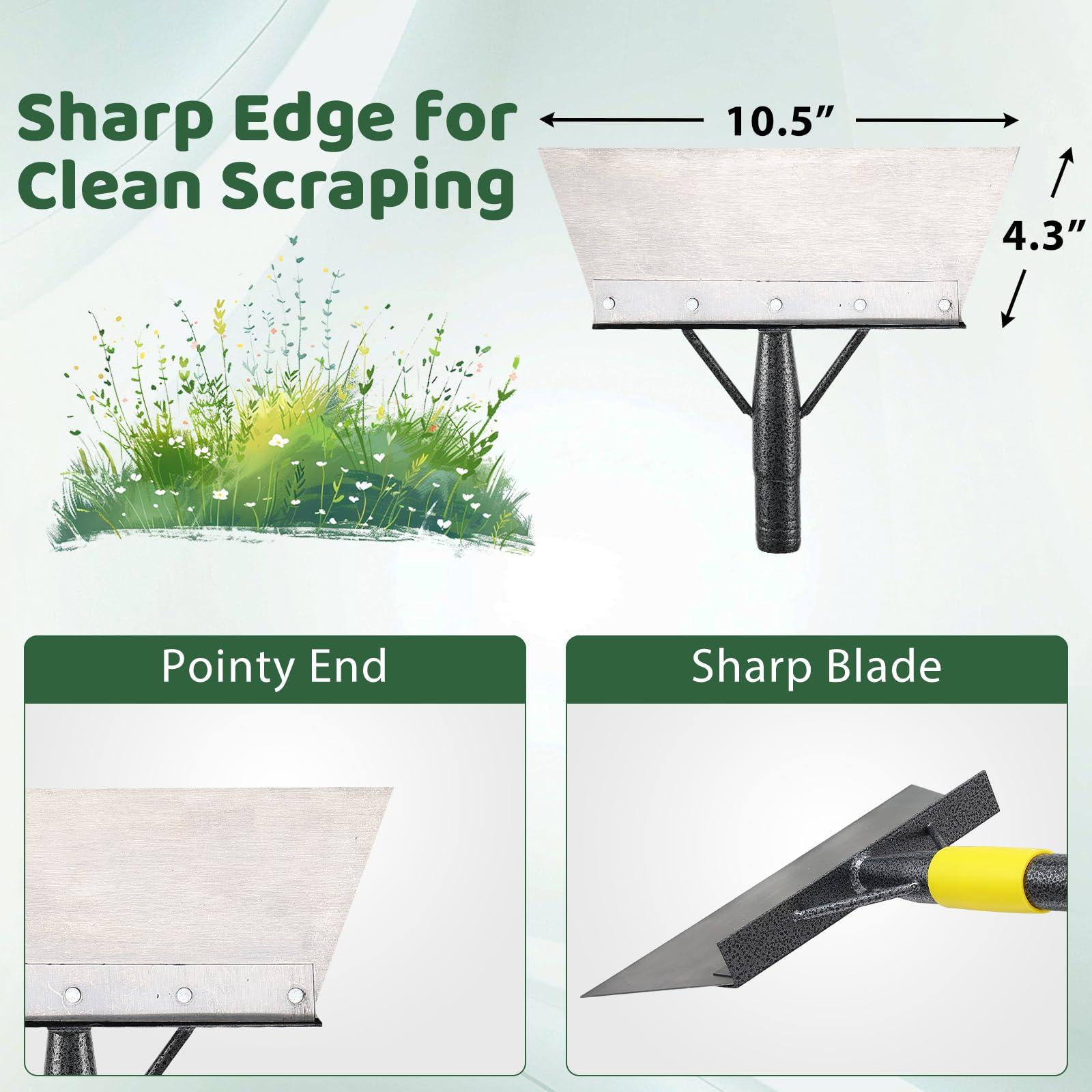 Garden Flat Shovel, Weeding Tool, 60 Inch Multifunctional Garden Cleaning Shovels, Heavy Duty Floor Scrapers Long Handle,Metal Weeding Scraper for Lawn Edging, Ice Scraper, Snow Shovel - Image 3