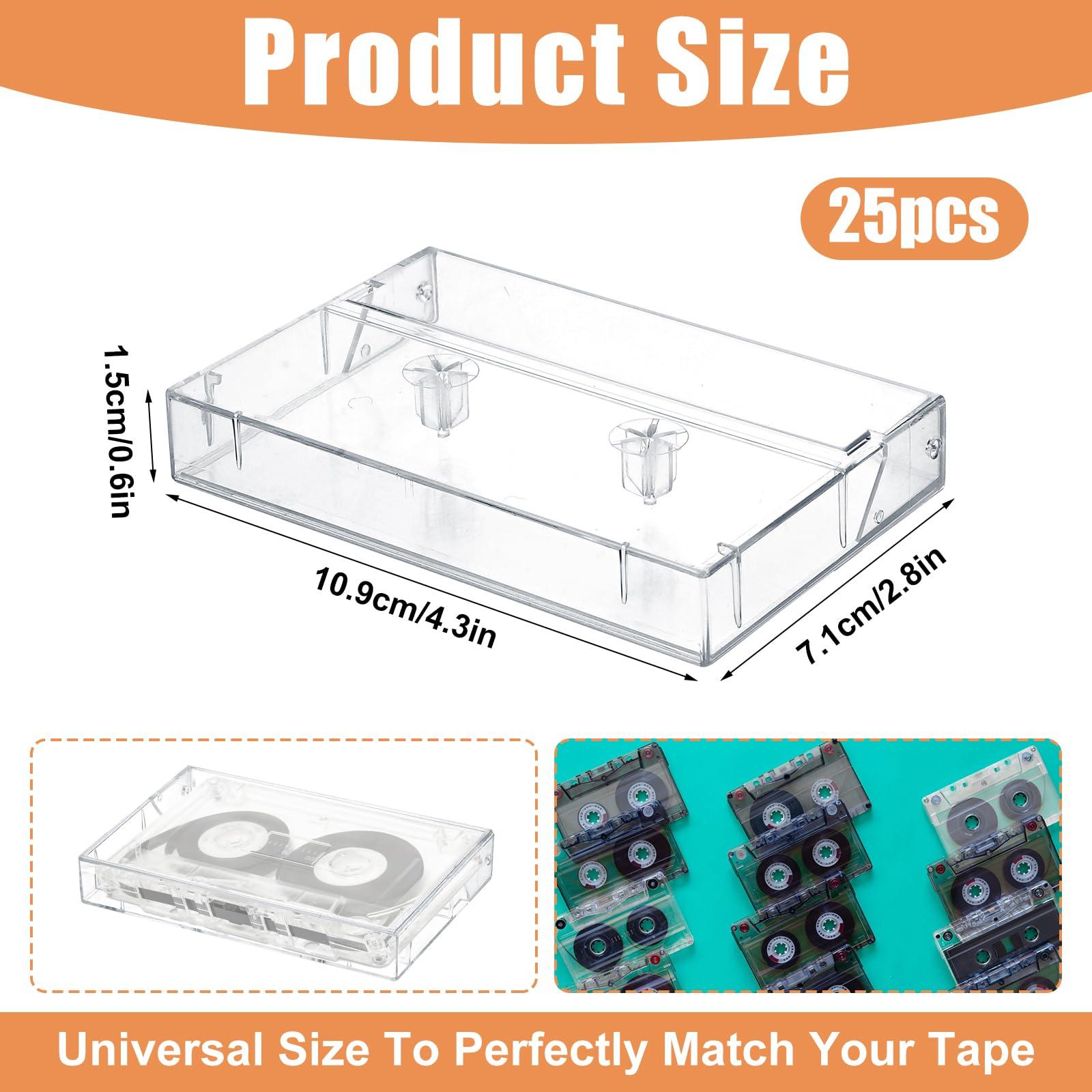 25 Pcs Audio Cassette Storage Cases - Clear Plastic Cassette Tape Cases, Classic Style Boxes Cassette | Replace Lost & Damaged Cases | Perfect as Cassette Tape Storage(4.3" L x2.8 W x0.6 H) - Image 3