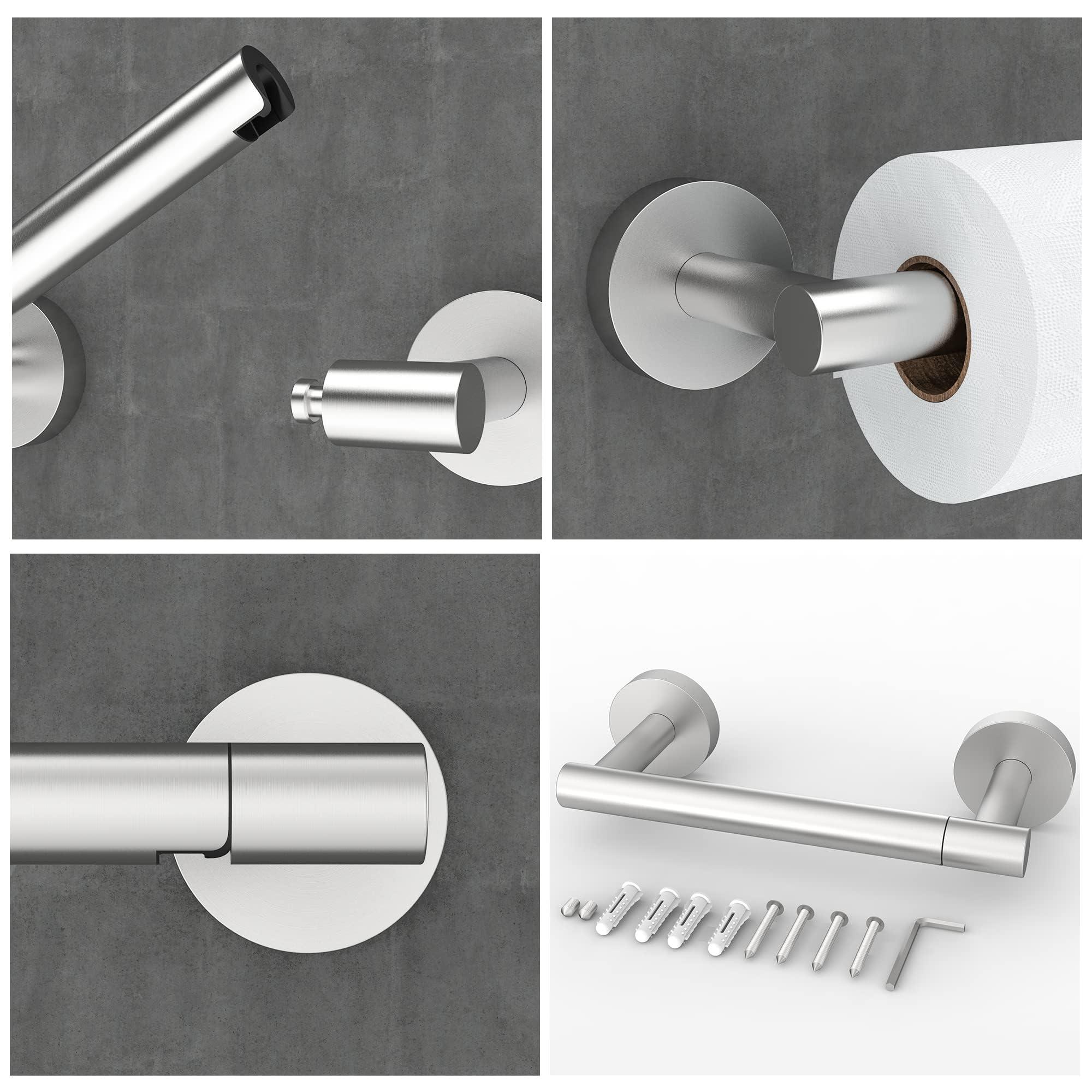 RARXTR Bathroom Toilet Paper Holder Wall Mount SUS304 Stainless Steel Double Post Pivoting Toilet Paper Roll Holder Wall Mounted for Bathroom RV Commercial Toilet Tissue Dispensers, Brushed Nickel - Image 7
