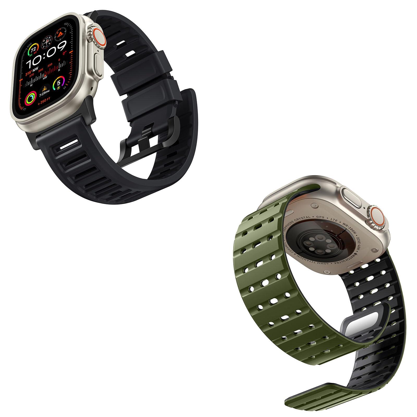 Bandletic R-FKM Sport Band + R-Lite Fit Magnetic Watchband Compatible with Apple Watch Ultra 2/Ultra Band 49mm/45mm/44mm/42mm for Men