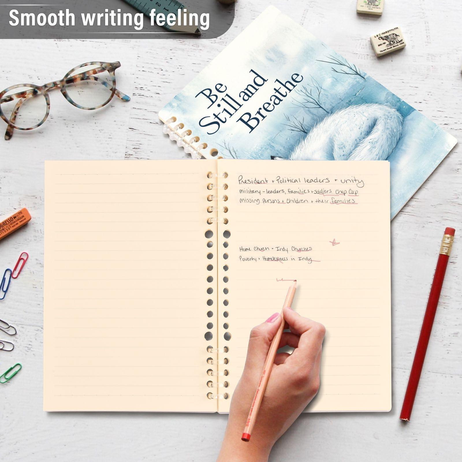 OSYWENRY Spiral Notebook Journal for Work A5 60 Sheets 120 Pages, Peaceful Breath Arctic Fox Notebook for School Notes 8.3x5.7 in, Set of 1 - Image 5