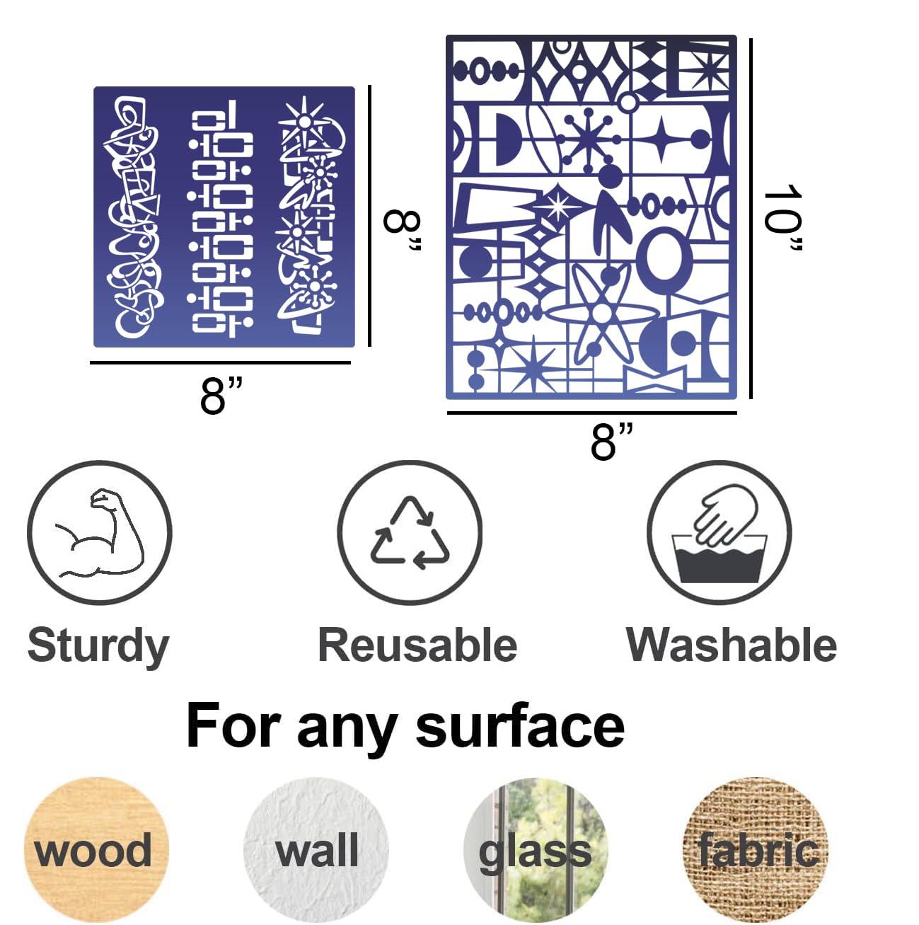 Stencils for Crafts Reusable Texture Stencils Geometric Stencil for Painting on Wood Furniture Card Canvas Paper Scrapbook - Image 3