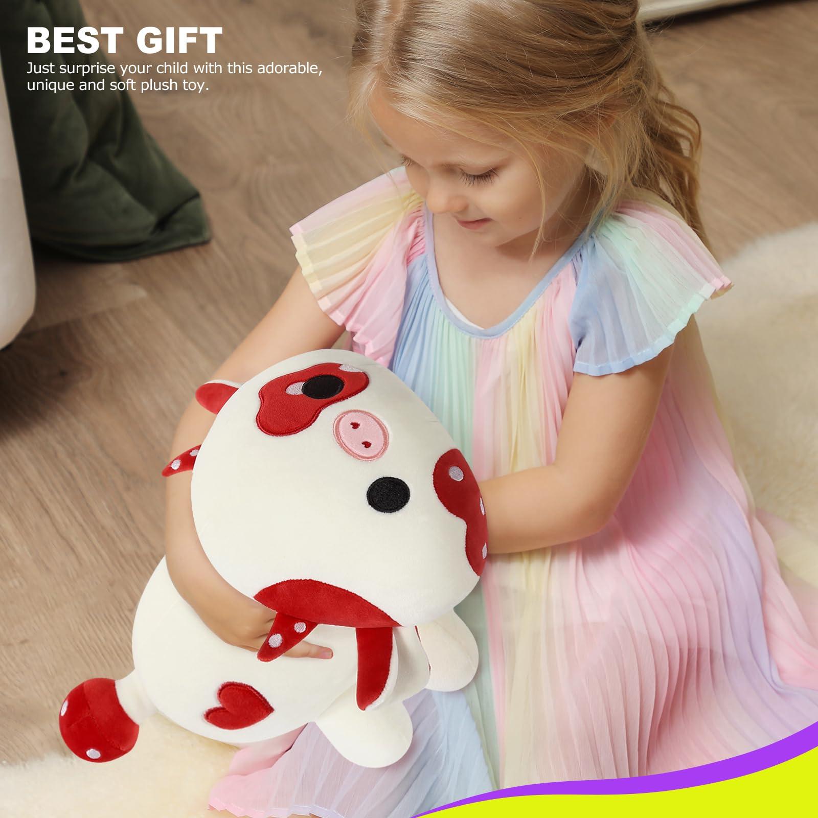 Onsoyours Cute Cow Plushie, Soft Stuffed Mushroom Love Cow Squishy Plush Animal Toy Pillow Gift for Kids (Red Mushroom Cow, 12") - Image 2