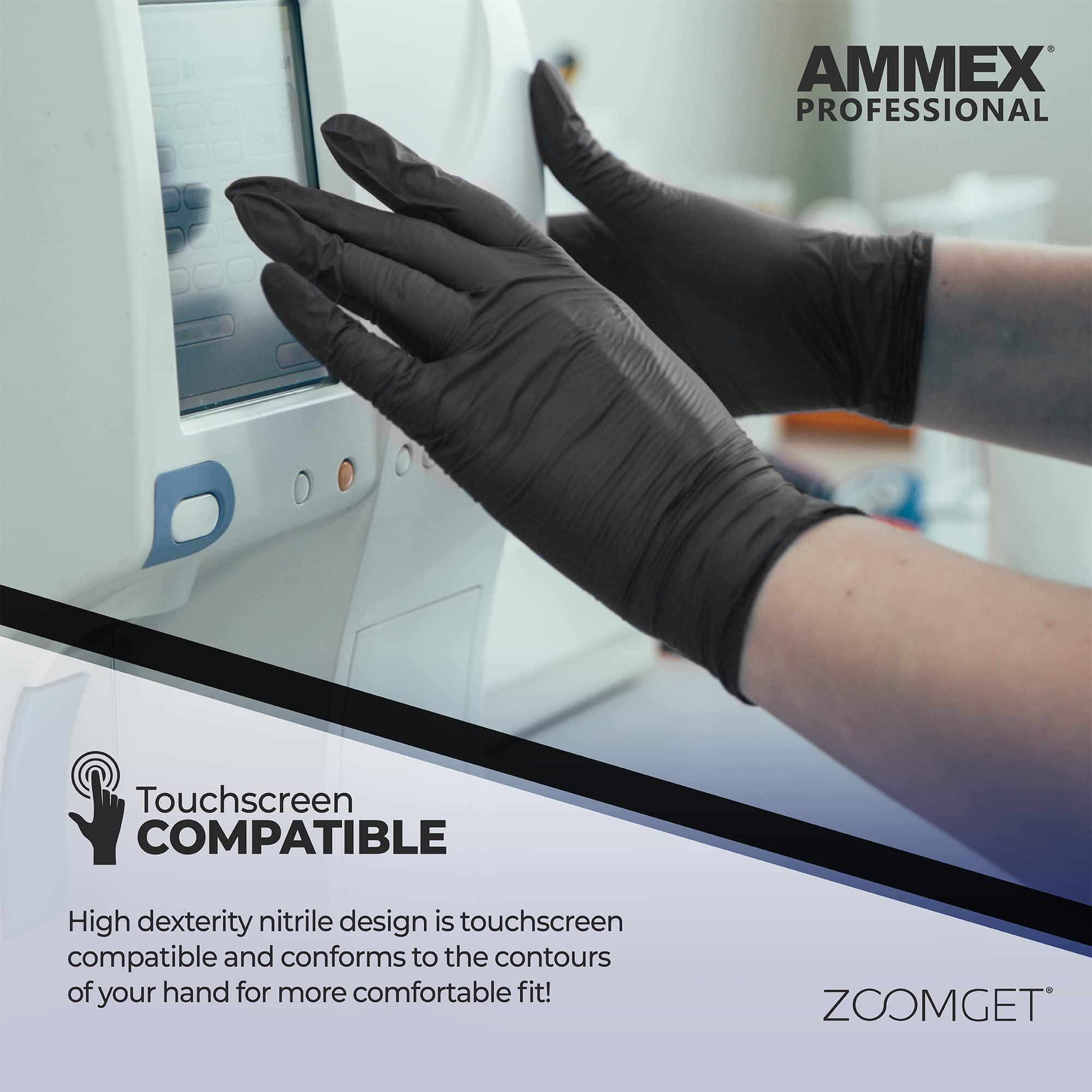 AMMEX Black Nitrile Disposable Exam Gloves, 3 Mil, Latex & Powder Free, Food-Safe, Textured, Non-Sterile, Medium, Box of 100 - Image 4