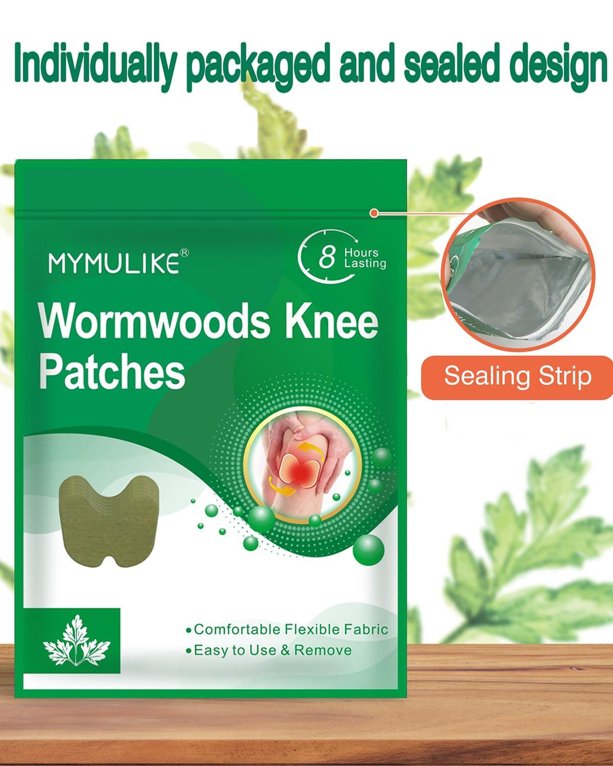 MYMULIKE Knee Patches, 100 Count Warming Natural Herbal Plaster Knee Patches, Wormwood Extract Sticker 8 Hours Lasting Reduction Joint Discomfort for Knee, Back, Neck, Shoulder - Image 2