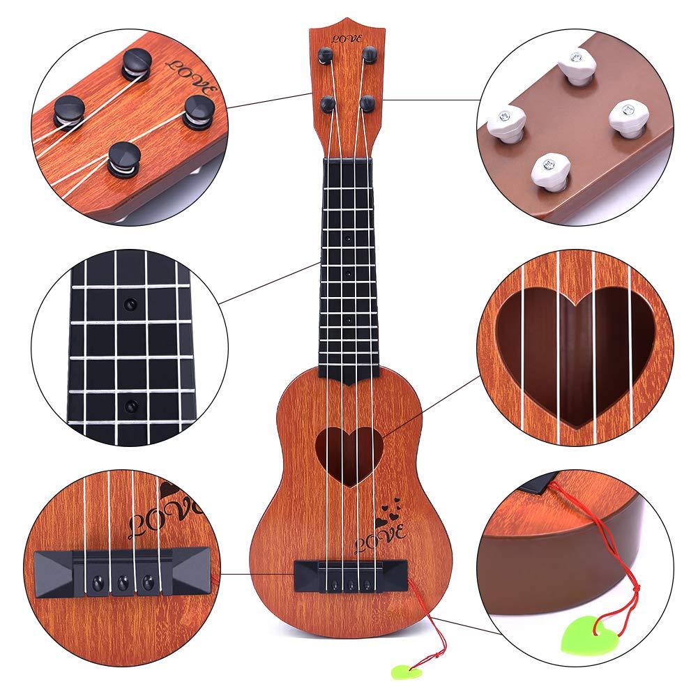 YEZI Kids Toy Classical Ukulele Guitar Musical Instrument, Brown - Image 5