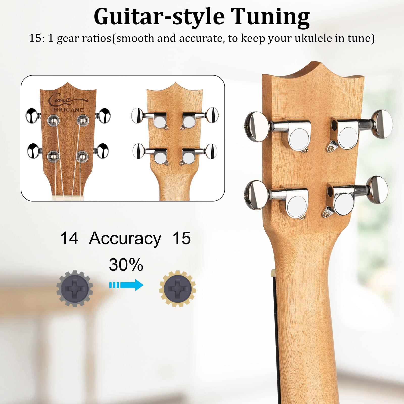 Hricane Concert Ukulele 23 Inch Spruce Flower Top Sapele Professional Ukuleles for Beginners with Bag, Digital Tuner, Strap, 4 Strings Set, Pick, Cleaning Cloth - Image 2