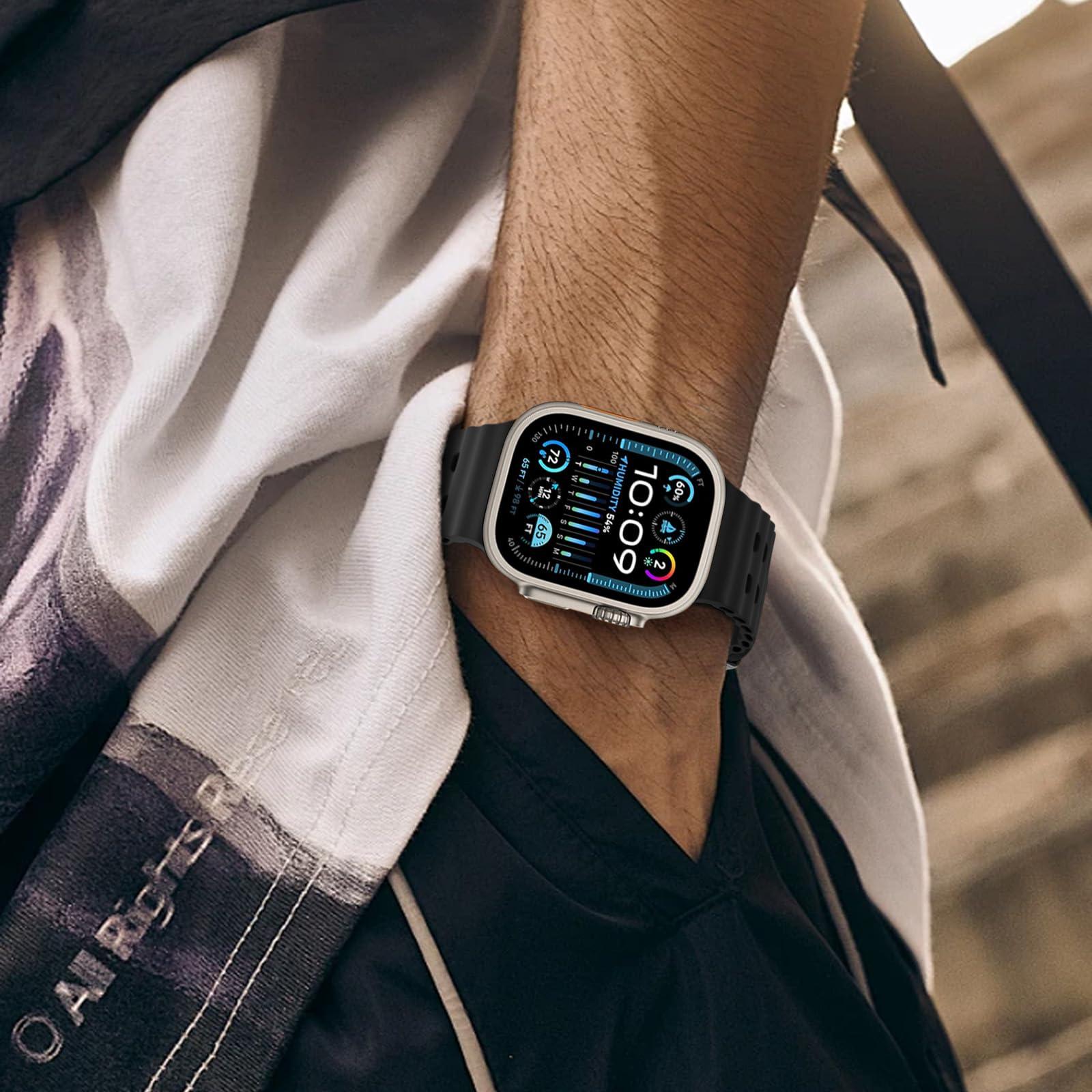 Ycysh Ocean Band Compatible with Apple Watch Ultra 2 / Ultra 49mm 45mm 44mm 42mm for Women Men, Silicone Sport Band Replacement for iWatch Ultra 2 Series 9 8 7 6 5 4 3 2 1 SE - Image 4