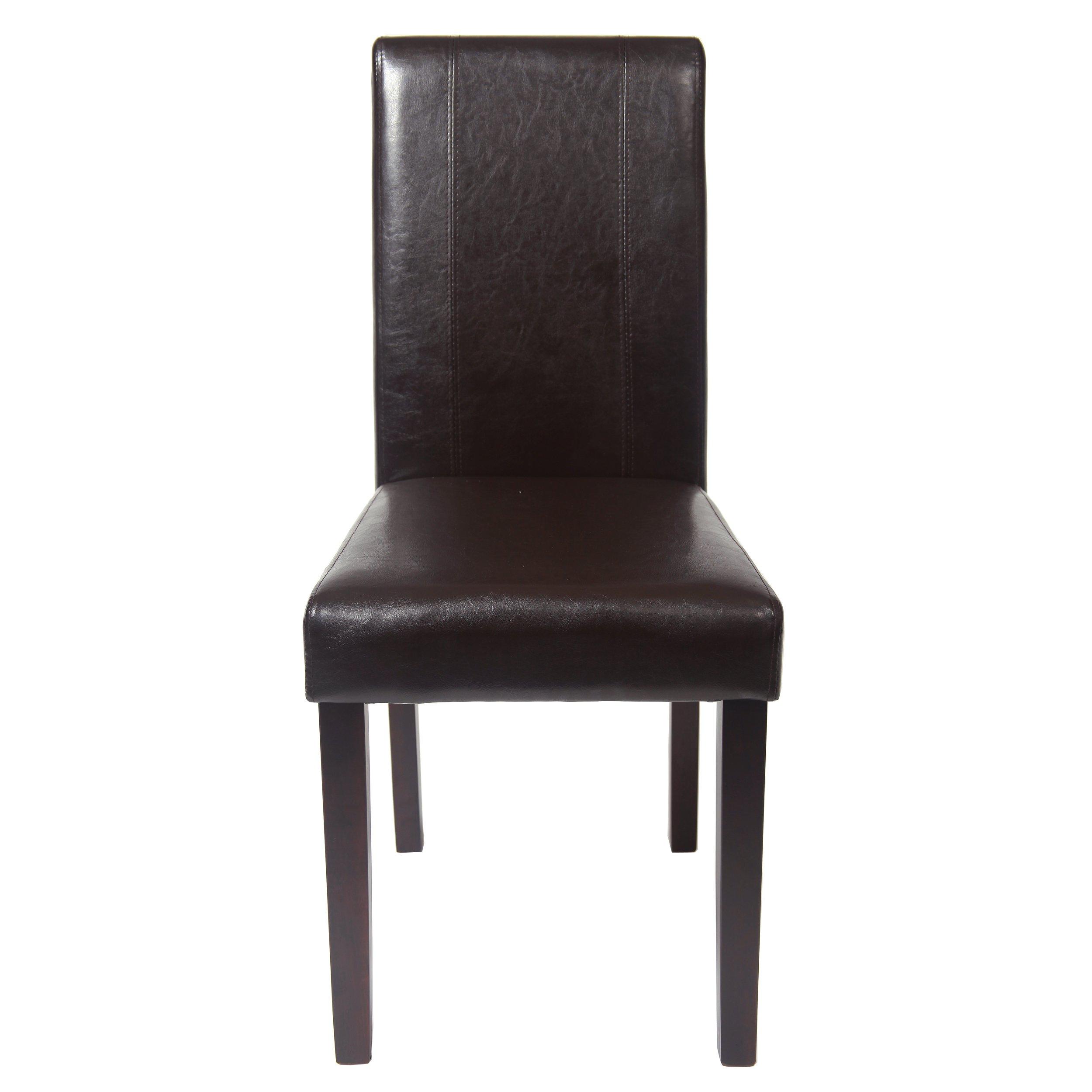 Roundhill Furniture C020BR Urban Style Solid Wood Leatherette Padded Parson Chair, Brown, Set of 2 - Image 4