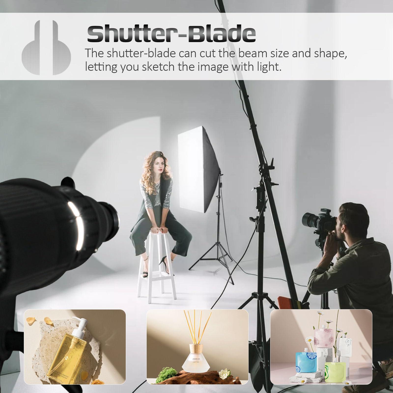 Bowens Mount Spotlight Conical Optical Snoot kit, Photography Studio Lighting Accessory with 34 Gobos & 5 Color Filters Compatible for Aputure Amaran Godox Neewer LED Video Speedlite Light - Image 8