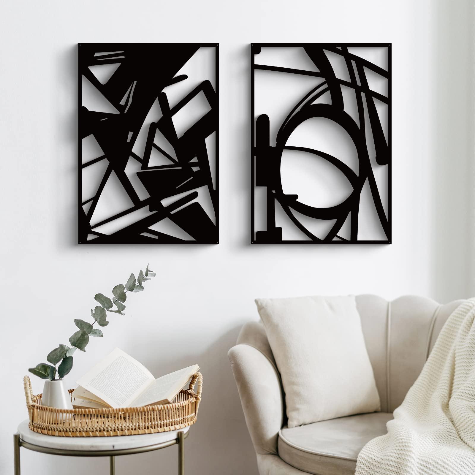 Glamativity 4 Pack Black Abstract Metal Wall Art, Minimalist Décor Single Line Art Wall Décor, 3D Textured Metal Wall Sculptures, for Living Room Bedroom Bathroom Study Room (Black Abstract, M Size 16 x 11'') - Image 4