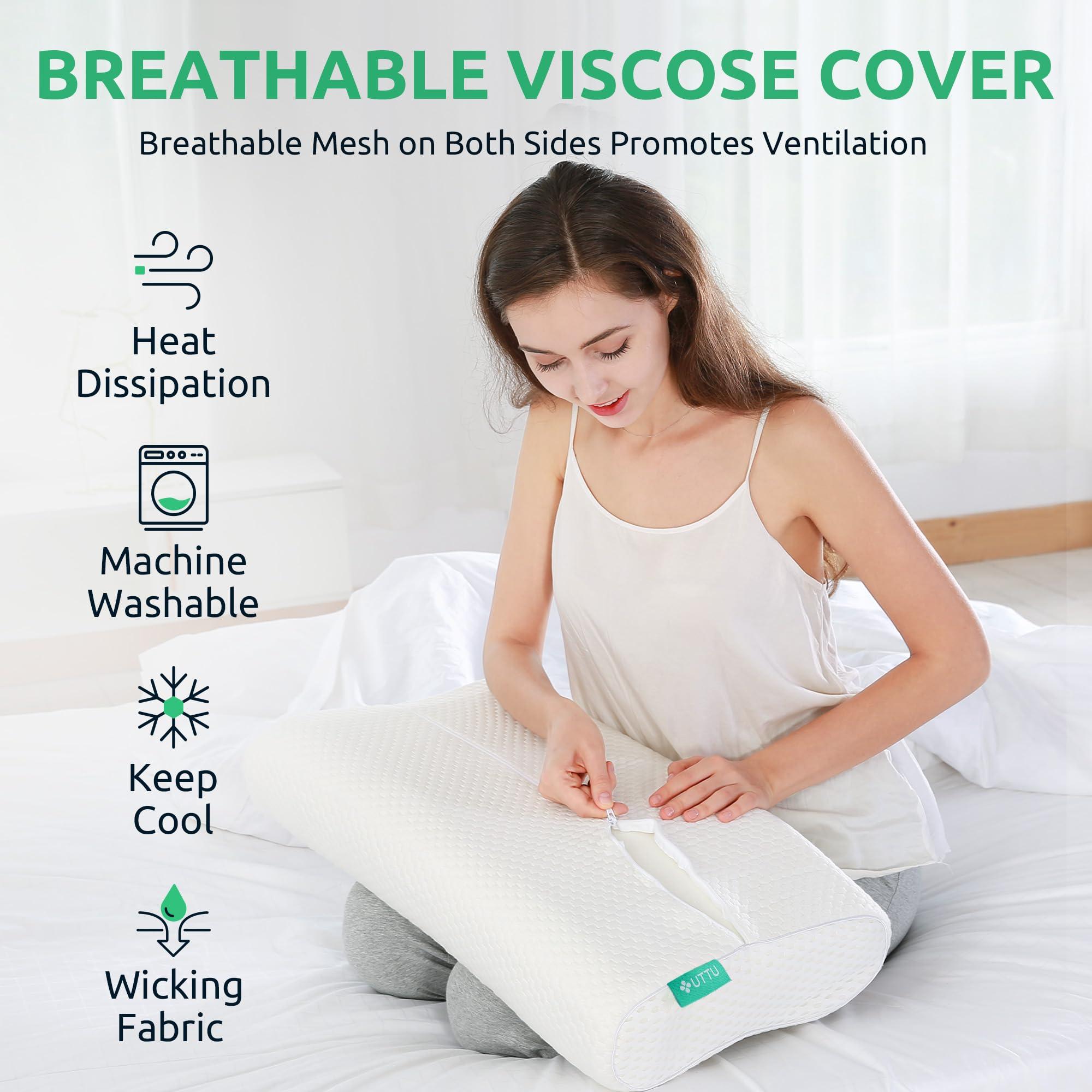 UTTU Cervical Pillow for Neck Strain Relief, Memory Foam Neck Pillow for Sleeping, Adjustable Orthopedic Sandwich Pillow, Contour Cooling for Side Back Stomach Sleeper, Queen(23.6"×14"×4.7"/3.9") - Image 5