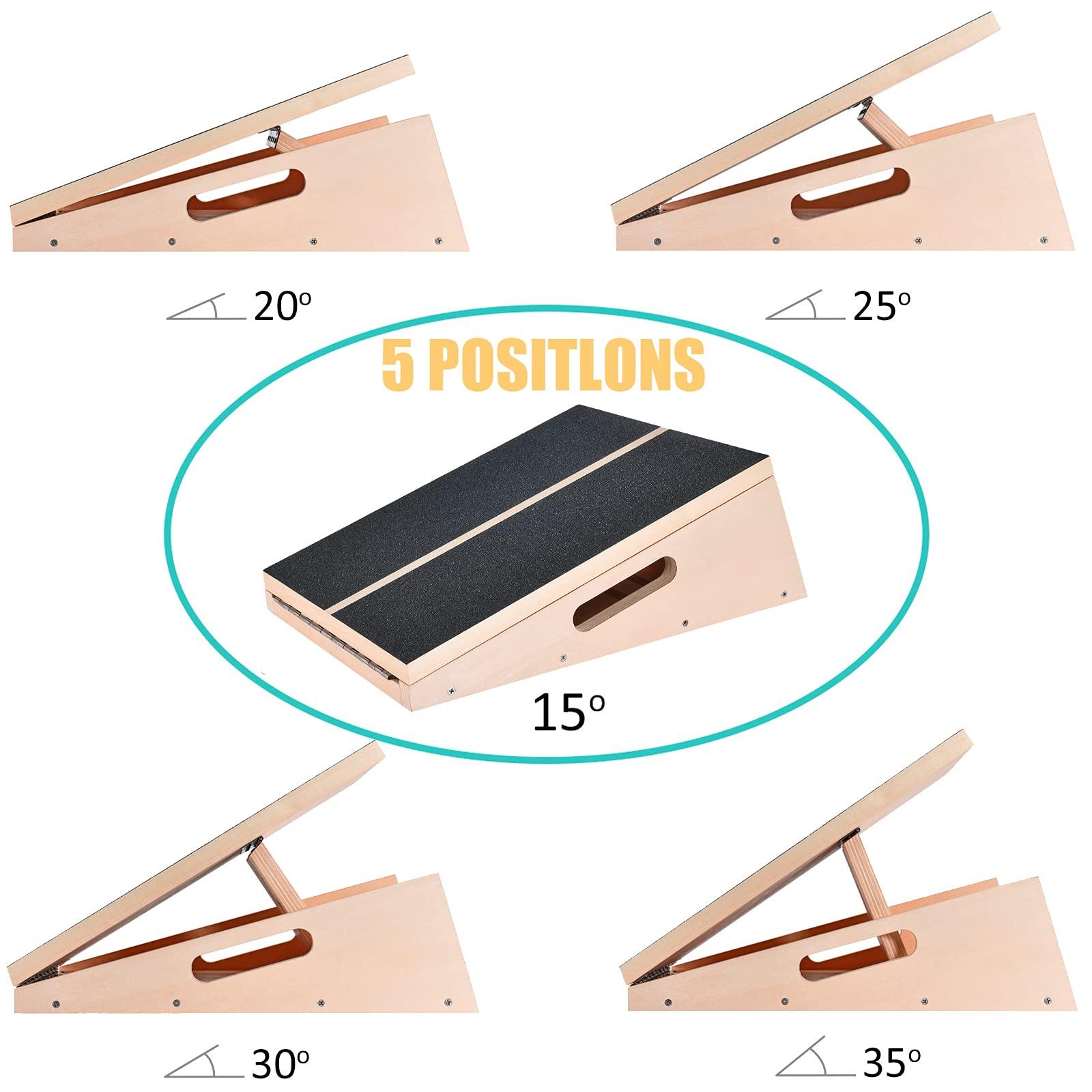 Liberty Imports Professional Wooden Slant Board, Adjustable Incline Calf Stretch Balance Board, Exercise Rehab Training Equipment - Image 3