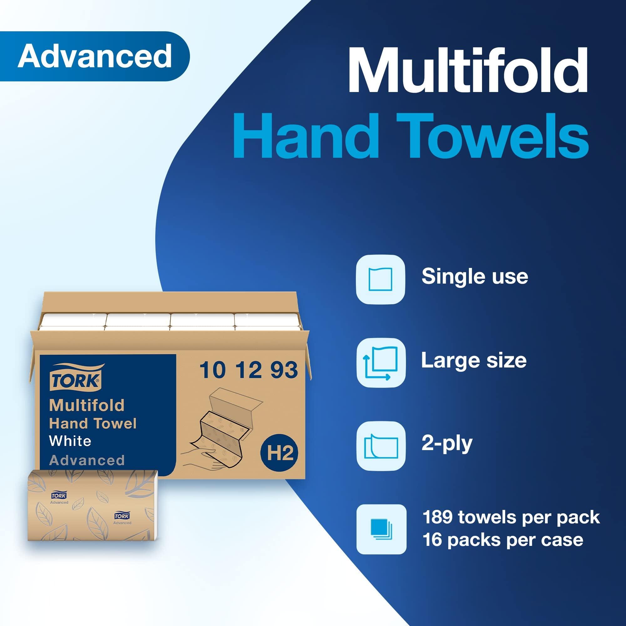 Tork Xpress Soft Multifold Hand Towel White with Grey Leaf Print, Absorbent, 189 Towels Per Pack, 16 Packs, Fits H2 Towel Dispensers - Image 3