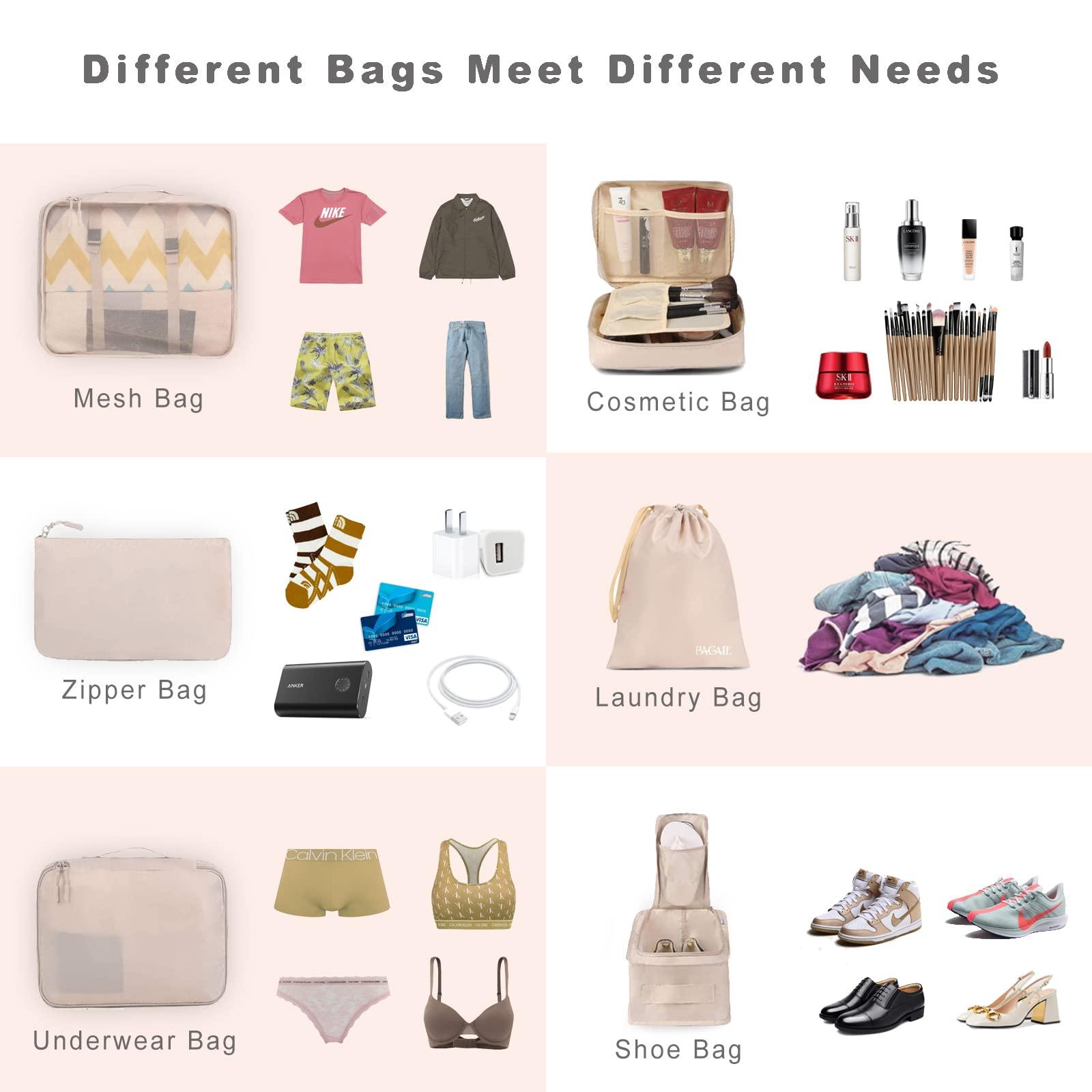 BAGAIL 8 Set Packing Cubes Luggage Organizer Bags for Travel Accessories-Cream - Image 4