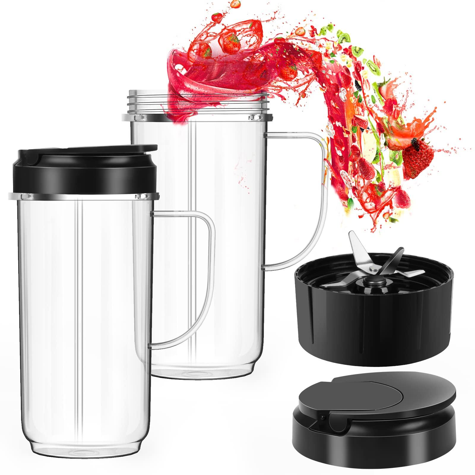 UBYNID 2 Pack Magic Bullet Blender Cups, Tall 22oz Cup with Flip Top To-Go Lid & 4 Fins Cross Blade Blender Replacement Parts, Replacement Cup Mug with Handle Compatible with Magic Bullet 250w MB1001 - Image 9