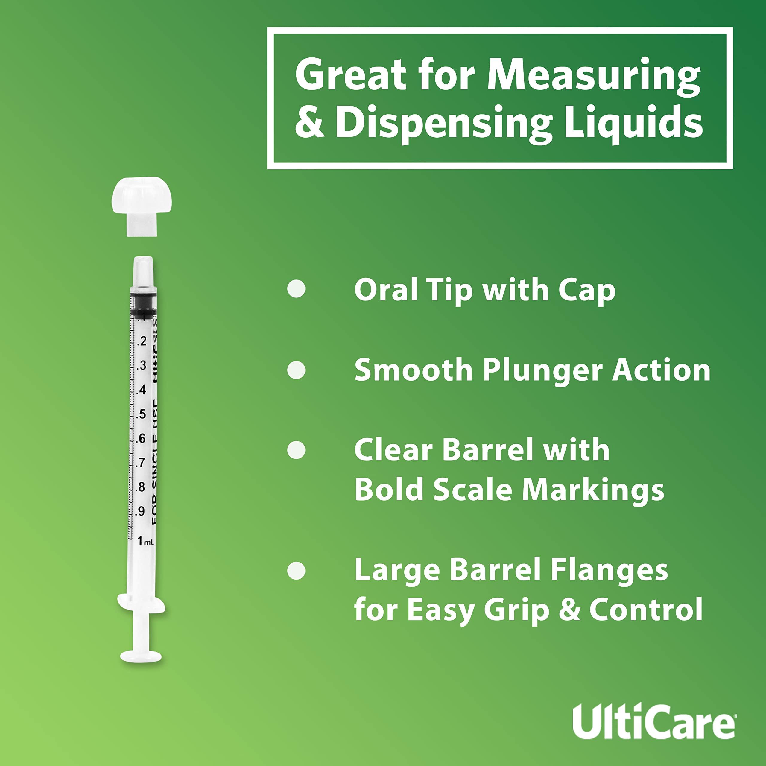 UltiCare 1mL Oral Tip Syringe – Uses Include Oral Administration of Medicine for Infants, Toddlers and Small Pets, and Small HH Projects. with Cap, Sterile Individually Wrapped, 100 Count - Image 4