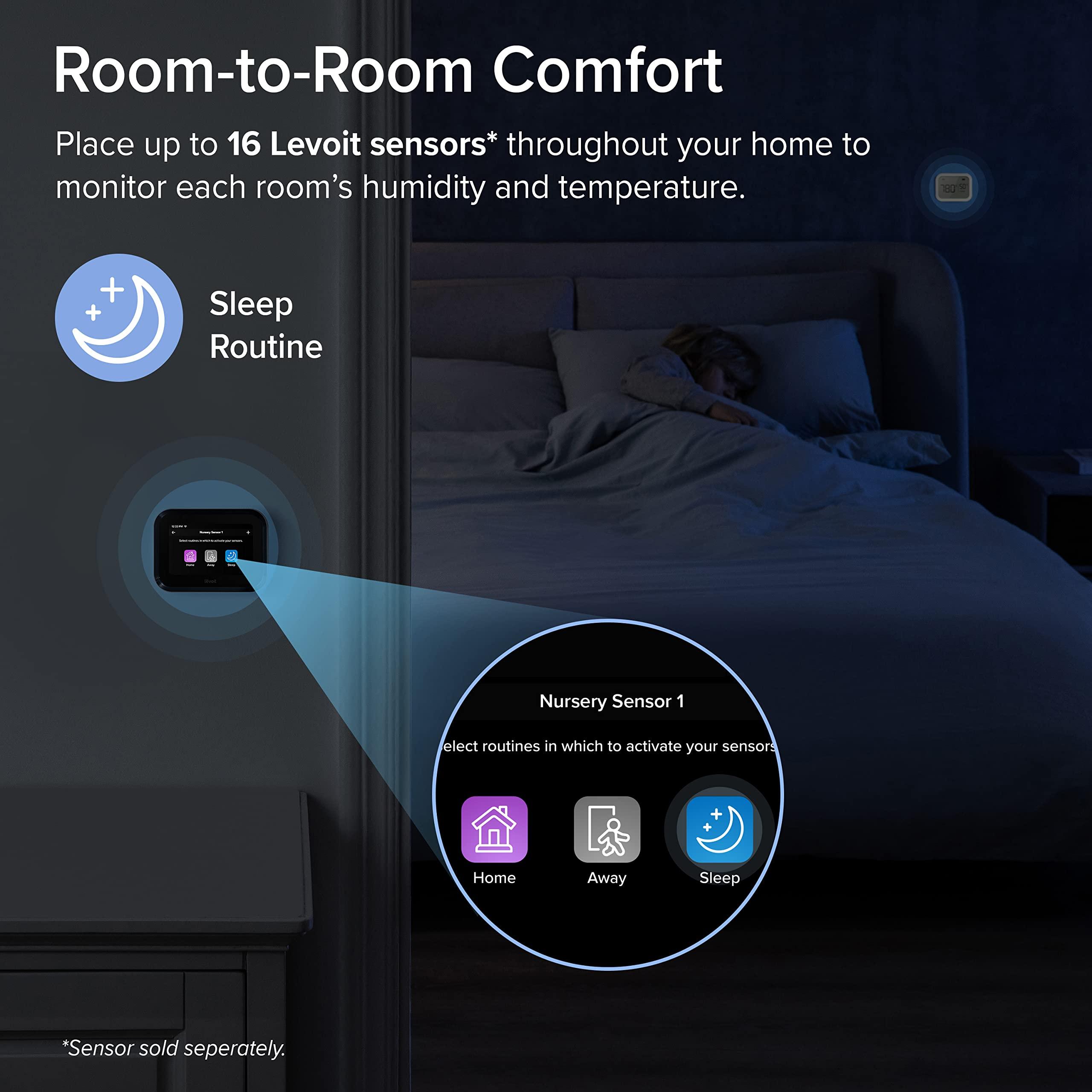 LEVOIT Smart Thermostat for Home, WiFi Programmable Digital Thermostat, Works with Alexa and Smart Sensor, Energy Saving, Large Touch Screen, C-Wire Adapter Included, DIY Install, Aura 400S, White - Image 2