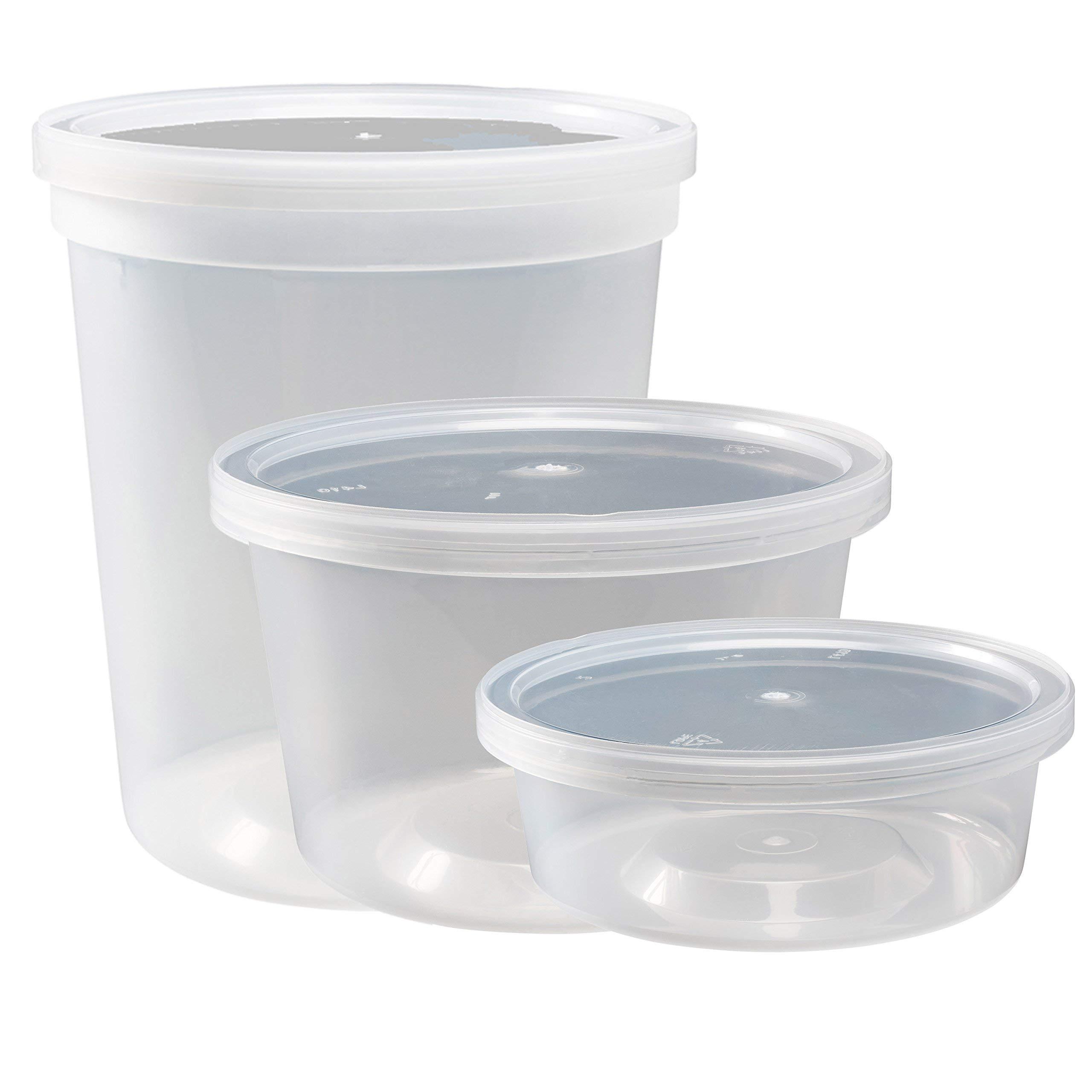 DuraHome Food Storage Containers with Lids 8oz, 16oz, 32oz Freezer Deli Cups Combo Pack, 44 Sets BPA-Free Leakproof Round Clear Takeout Container Meal Prep Microwavable, Airtight Lids (Mixed Sizes) - Image 3