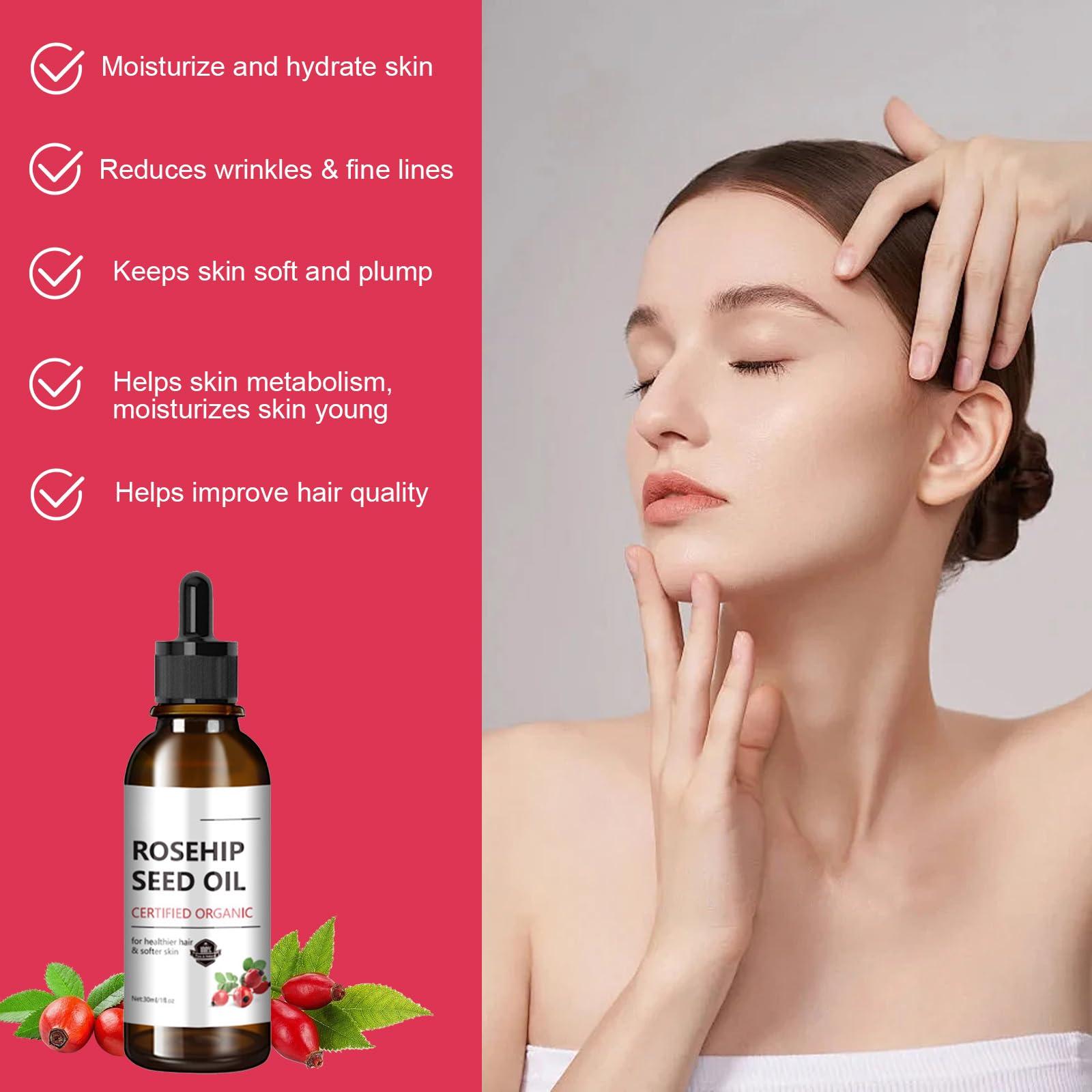 ARCHIDATE Rosehip Seed Oil for Face, 100% Organic Cold Pressed Rosehip Oil, Rose Hip Seed Oil Moisturizer Skin Face, Hair, Nails and Body, Anti-Aging, Smooth Fine Line & Wrinkle, 30ml - Image 3