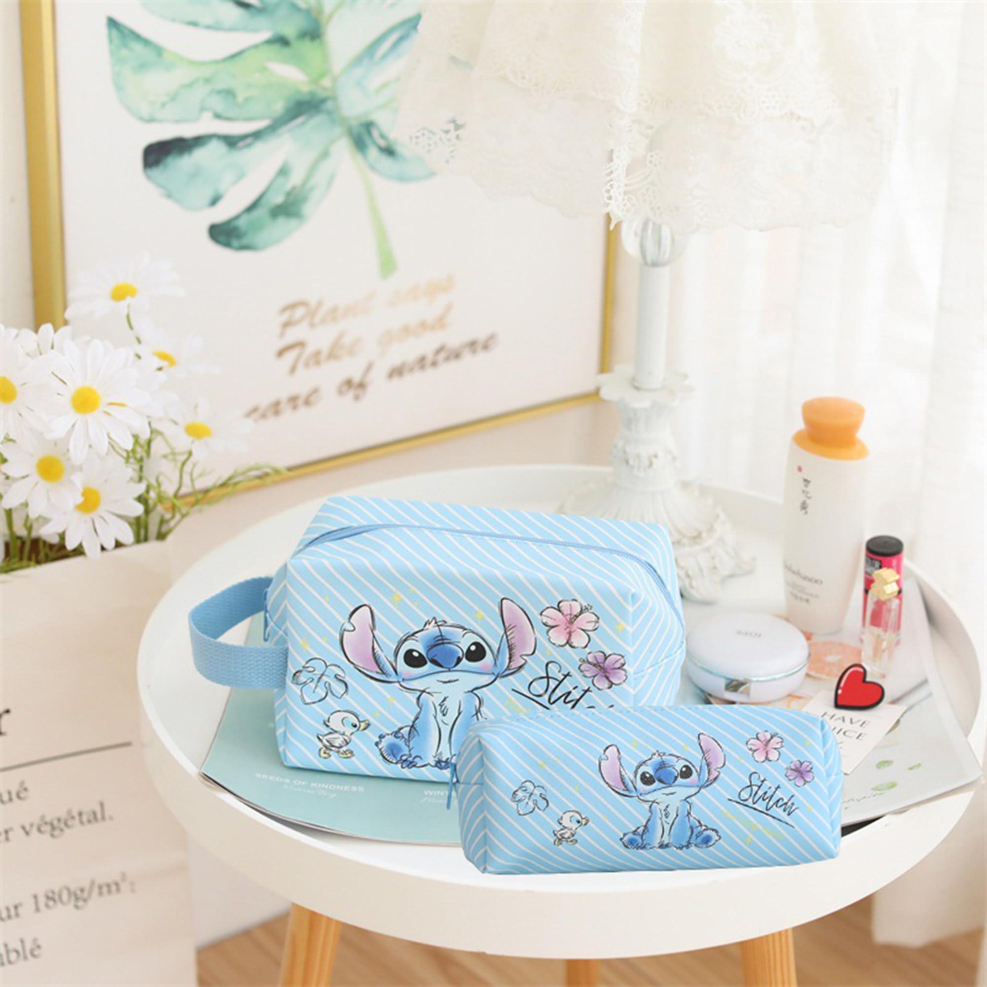 MOBRWUVS Travel Cosmetic Bag, Large Capacity Cartoon Cosmetic Pouch Makeup Bag with Zipper, Travel Toiletry Bag Makeup Accessories Organizer, The Best Gift for Women (Blue) - Image 9