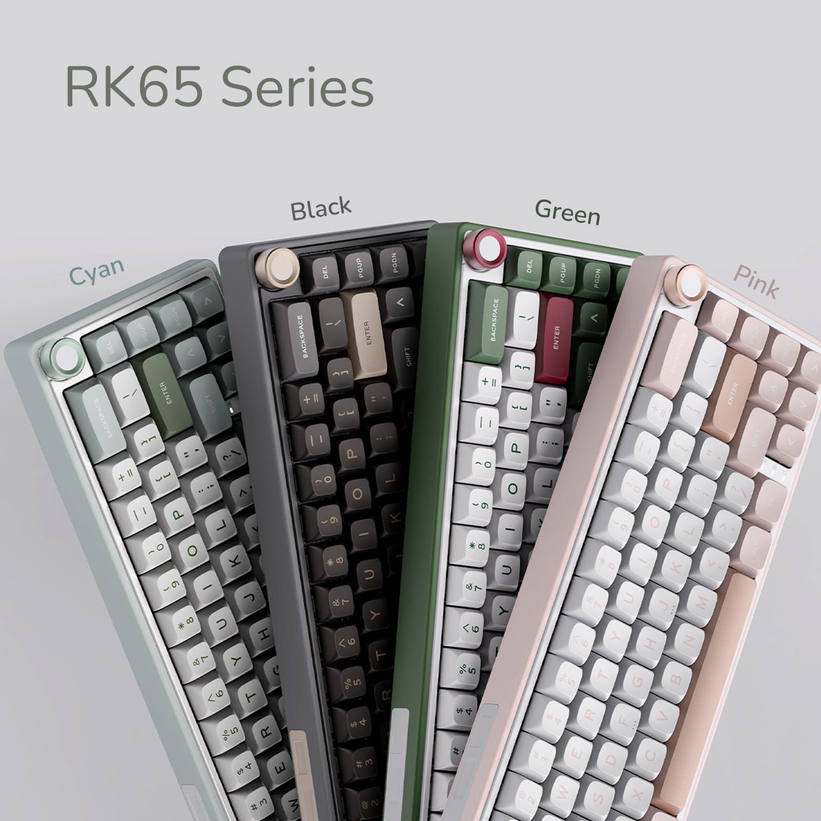RK ROYAL KLUDGE R65 Wired Mechanical Keyboard, 60% Percent Creamy Gaming Keyboard Gasket Mount RGB Backlit with Programmable Knob, MDA Profile PBT Keycaps, QMK/VIA, Hot Swappable Linear Switch, Cyan - Image 9