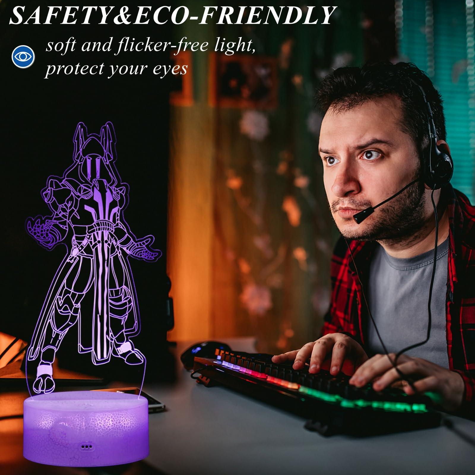 Gaming Stuff Gamer Gifts, 3D Night Light (4 Patterns 7 Colors) with Remote & Smart Touch, Game Room Decor Best Gamer Gift for Boy Men Girl - Image 5