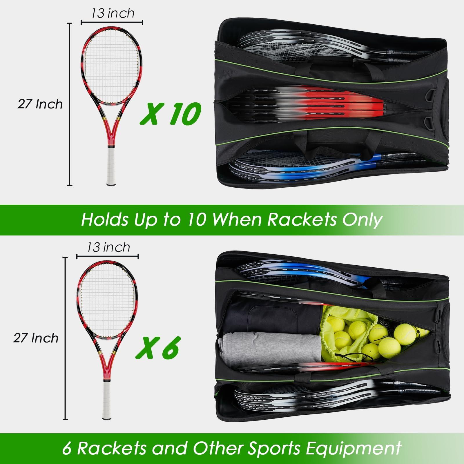 MATEIN Tennis Bag 6 Rackets, Extra Large Protective Convertible Racquet Bag with Shoes Compartment for Men Women, Racket Backpack with Cooler Pocket & Removeable Shoulder Strap for Sport Equipment - Image 3