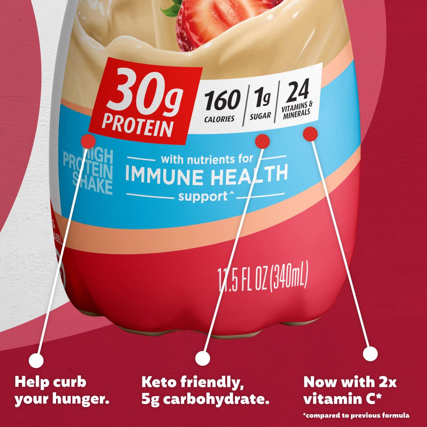 Premier Protein Shake, Strawberries & Cream, 30g Protein 1g Sugar 24 Vitamins Minerals Nutrients to Support Immune Health, 11.5 fl oz (Pack of 12) - Image 6
