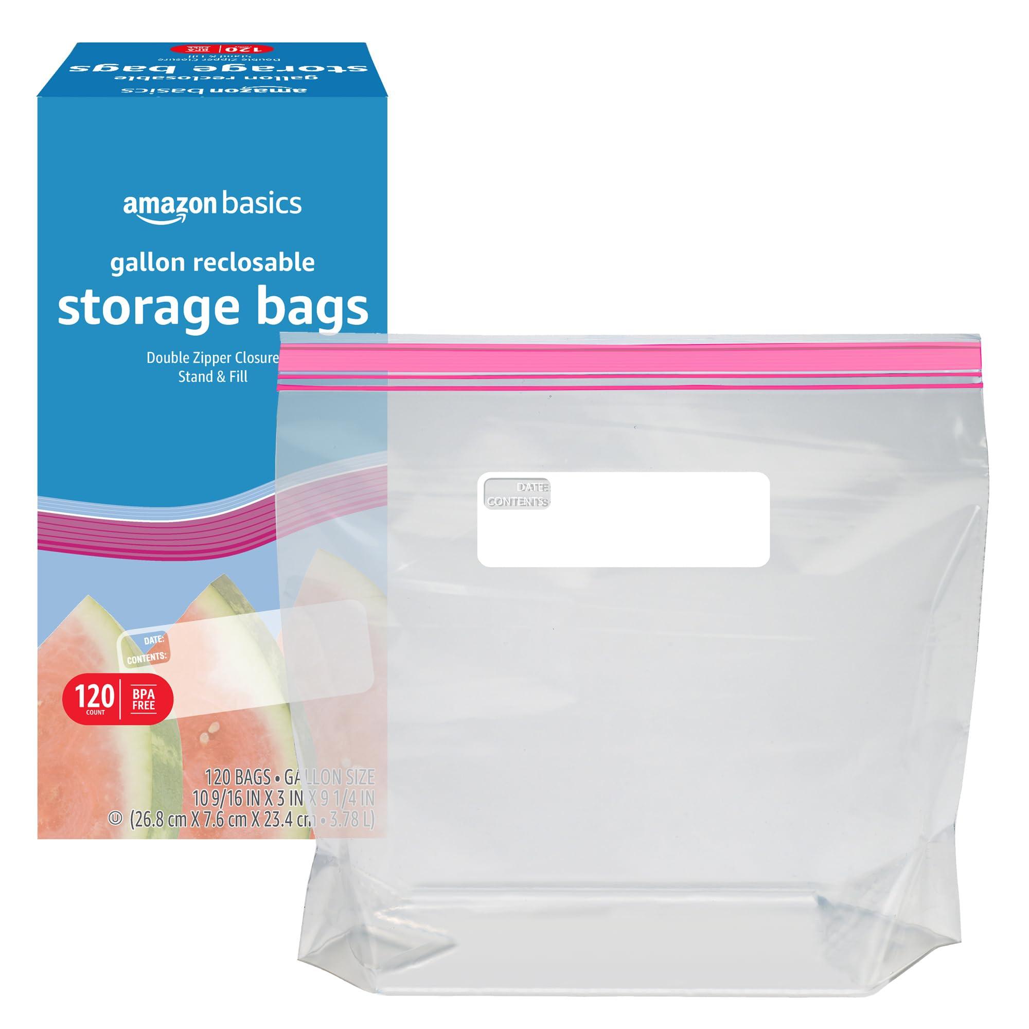 Amazon Basics Reclosable Gallon Food Storage Bags, BPA Free, 120 Count - Image 3