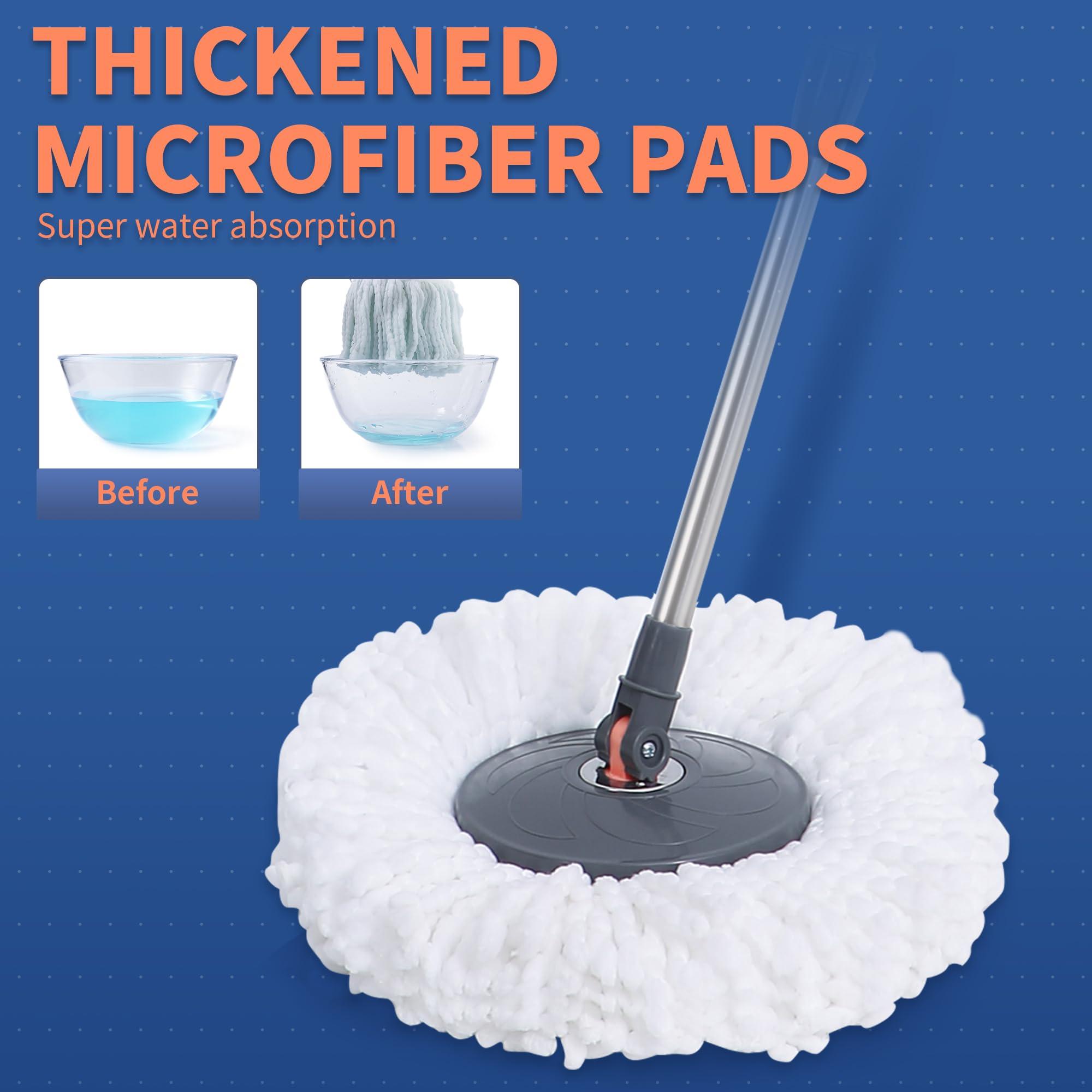 BOOMJOY Spin Mop and Bucket, Mop and Bucket with Wringer Set for Home, Easy Wring for Floor Cleaning with 6 Microfiber Replacement Refills - Image 6