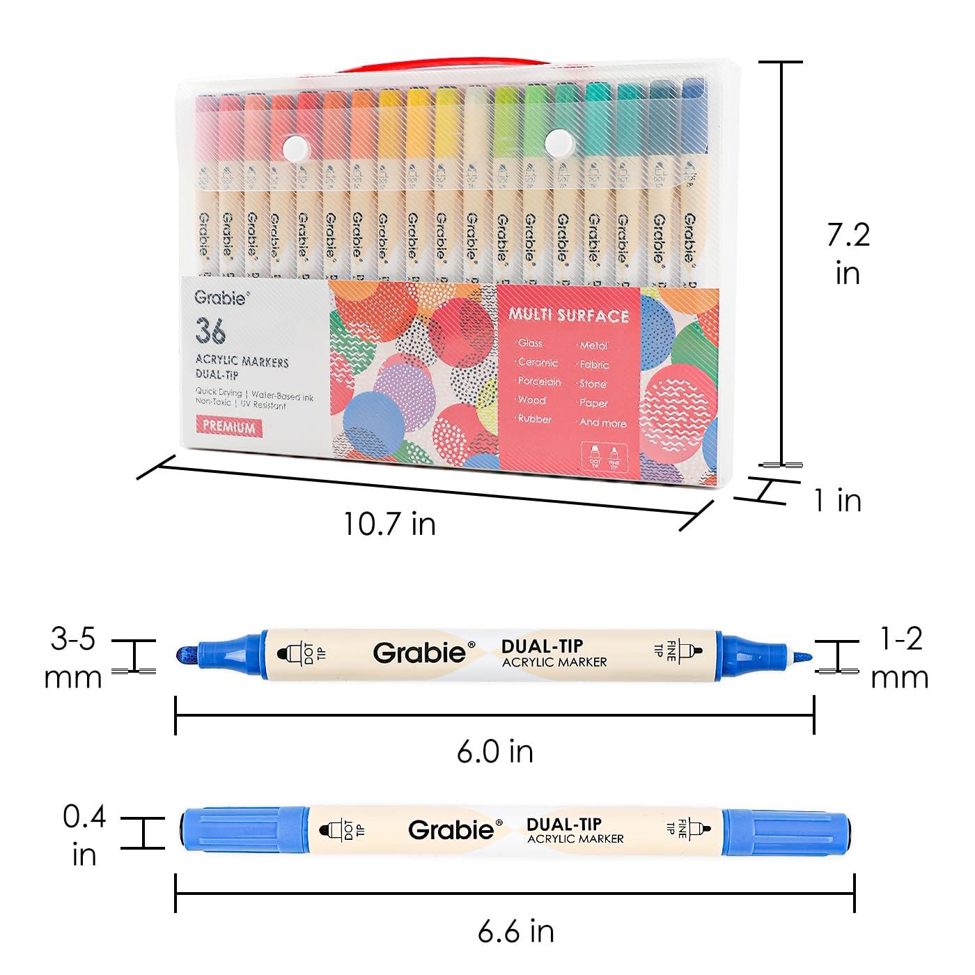 Grabie 36 Dual Tip Acrylic Paint Markers, Acrylic Paint Pens, Fabric Markers for Fabric, Canvas, Rock, Glass, Wood, Paper, DIY, Canvas DIY Art Supplies Kit for Adults - Image 3